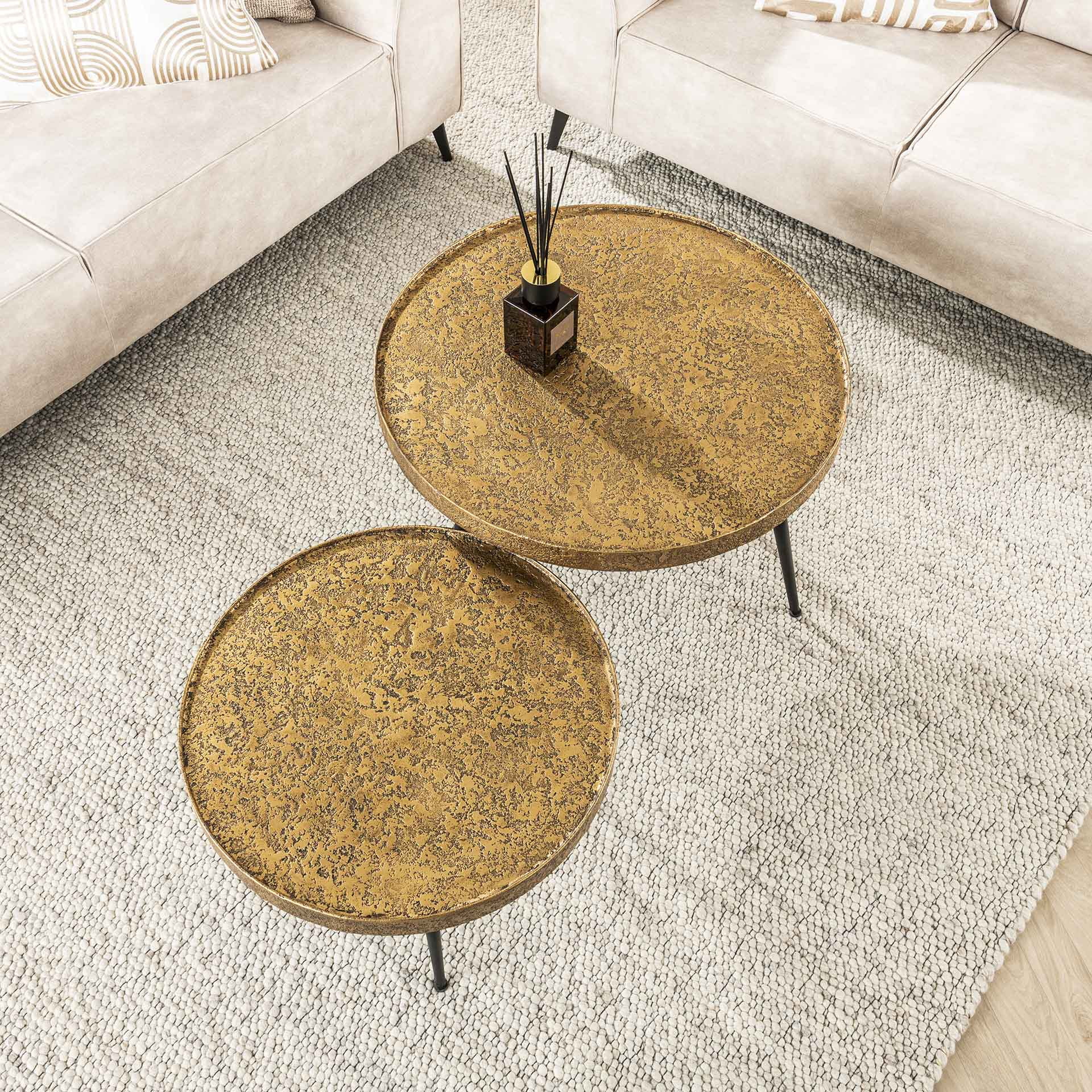 Salontafel 'Derrick', Metaal, Set van 2, kleur Antiek Brons