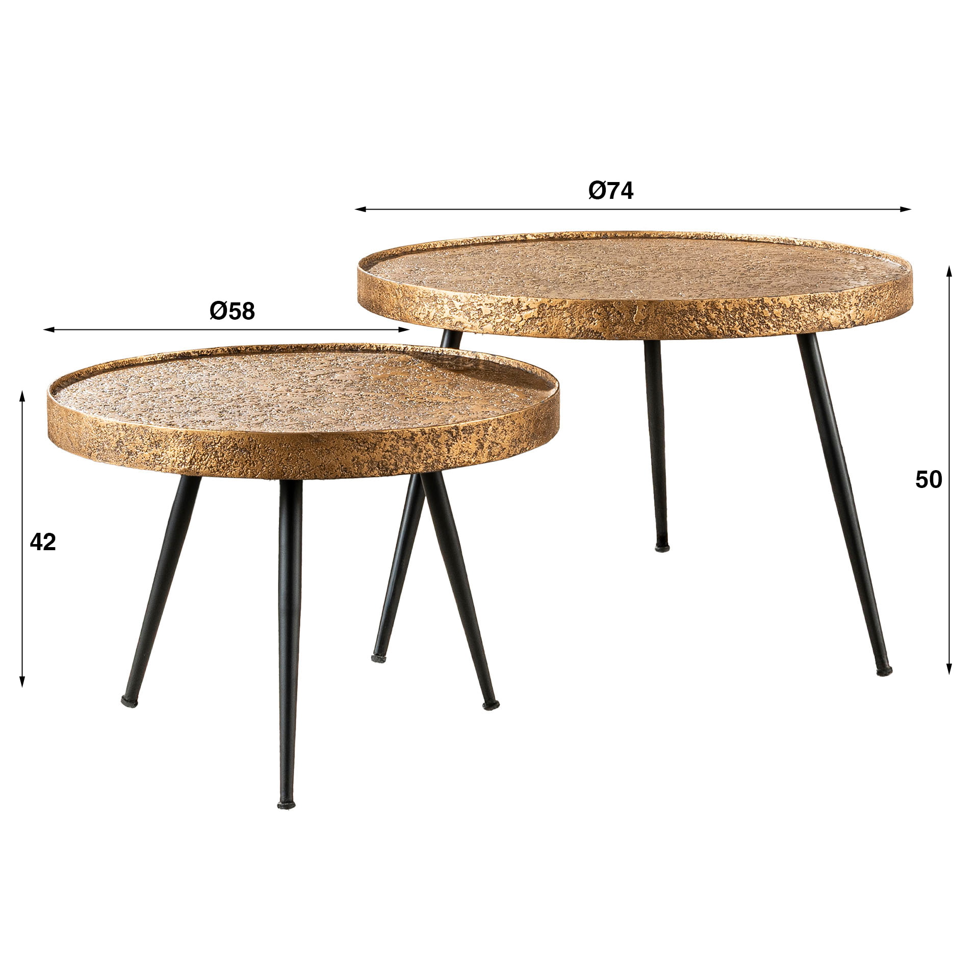 Salontafel 'Derrick', Metaal, Set van 2, kleur Antiek Brons