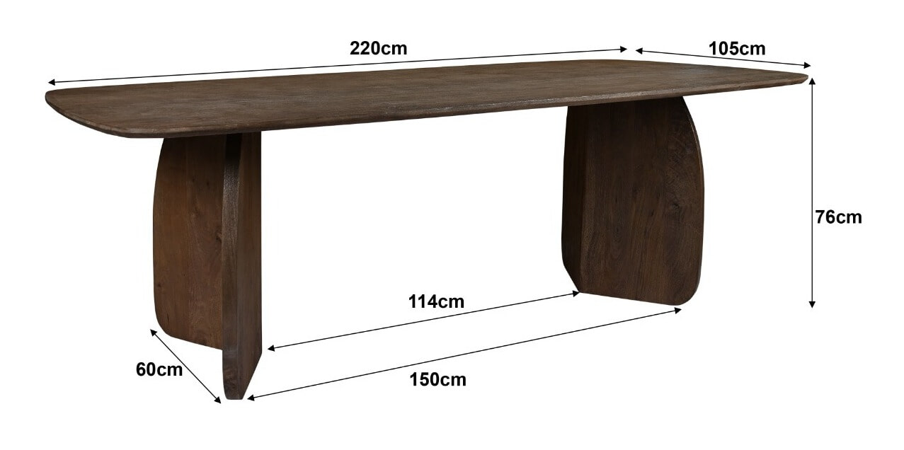 Brix Deens Ovale Eettafel 'Trevor' Mangohout, 220 x 105cm