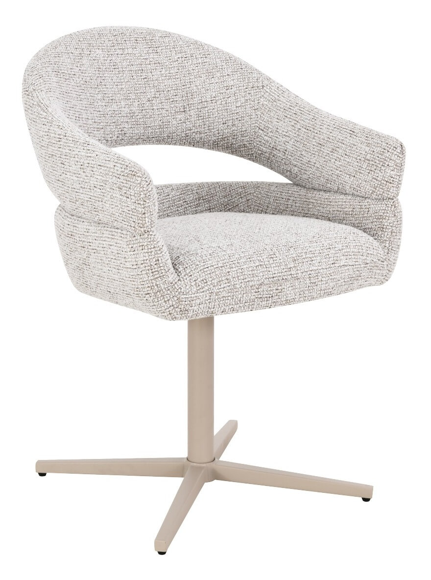 Livingfurn Draaibare Eetkamerstoel 'Jade' Geweven stof, kleur Naturel