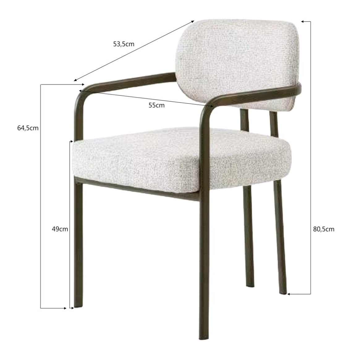 Livingfurn Eetkamerstoel 'Milan' Geweven stof, kleur Naturel