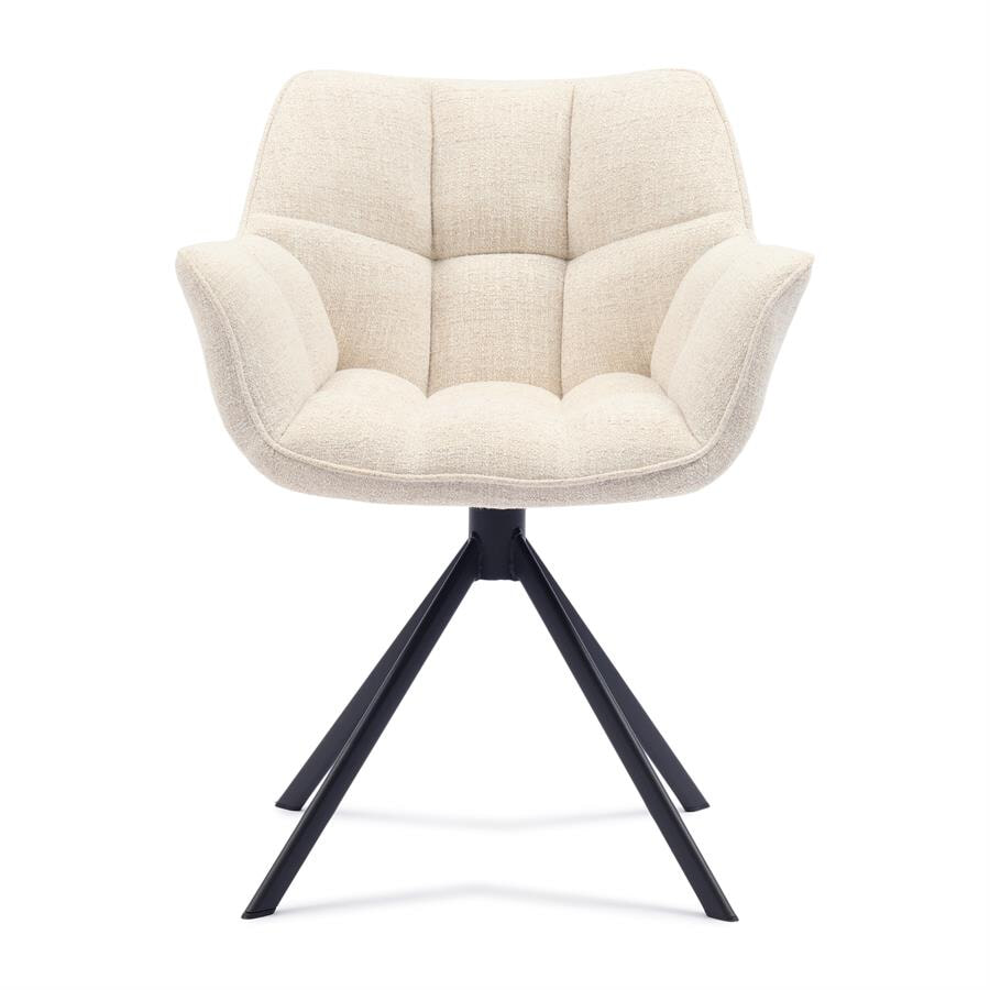 Rivièra Maison Draaibare Eetkamerstoel Carnaby Geweven stof - Ivory White