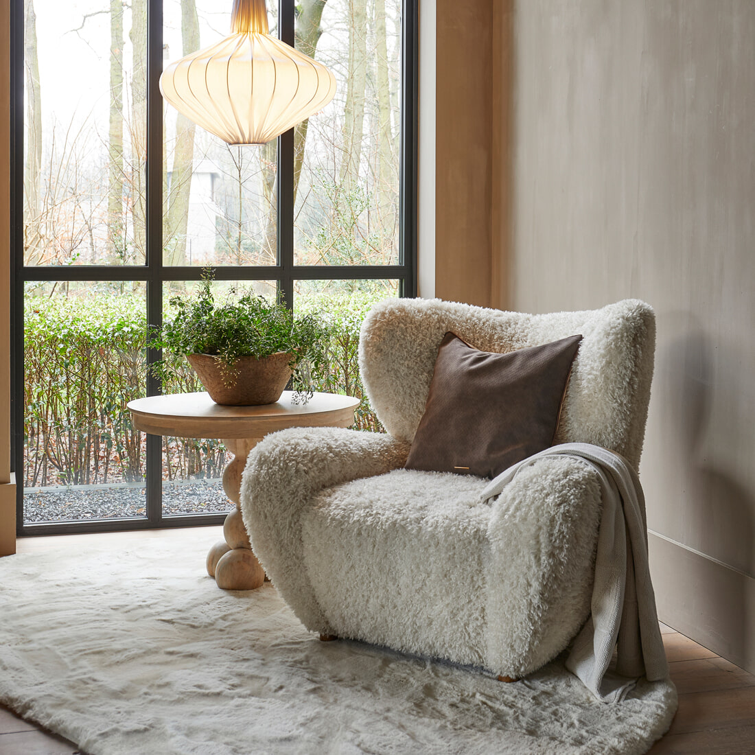 Rivièra Maison Fauteuil 'Courchevel' Poodle Weave, kleur Wit