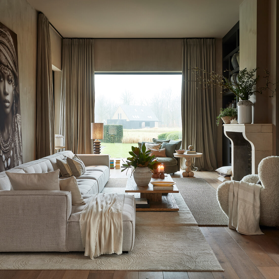 Rivièra Maison Fauteuil 'Courchevel' Poodle Weave, kleur Wit