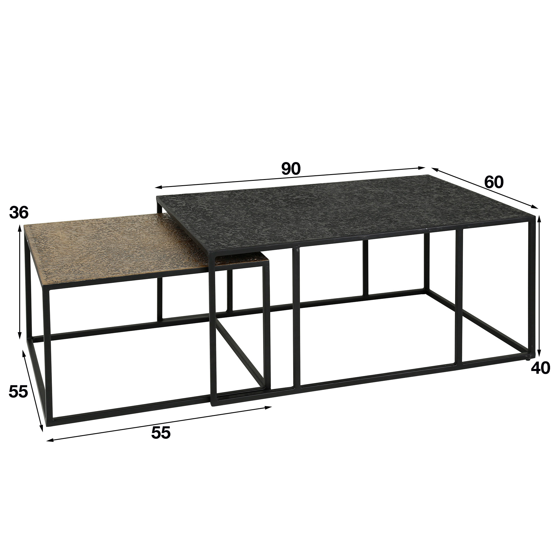 LifestyleFurn Salontafel 'Derrick' Metaal, Set van 2 stuks
