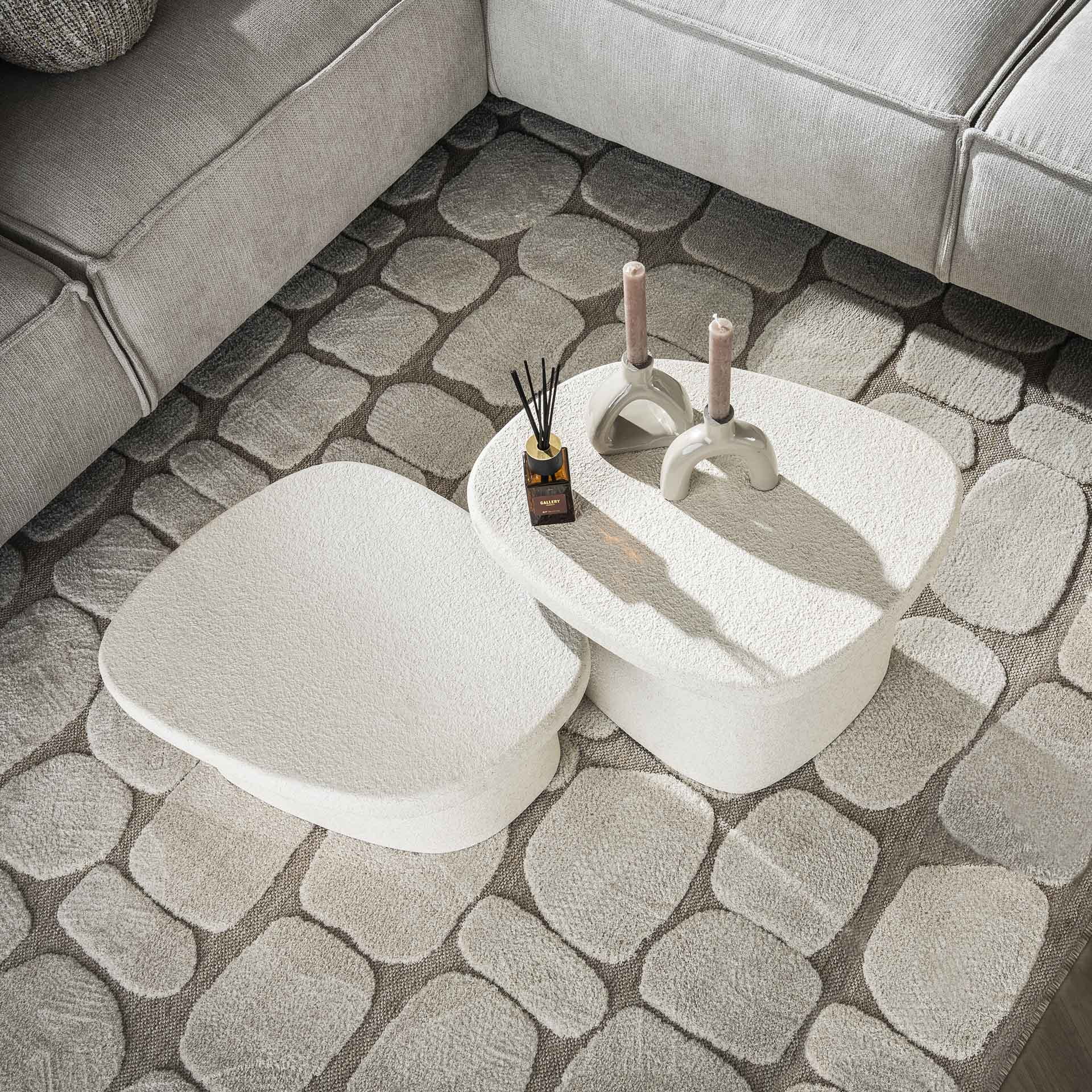 LifestyleFurn Salontafel 'Chari' Organisch, Set van 2 stuks, 57 x 44cm