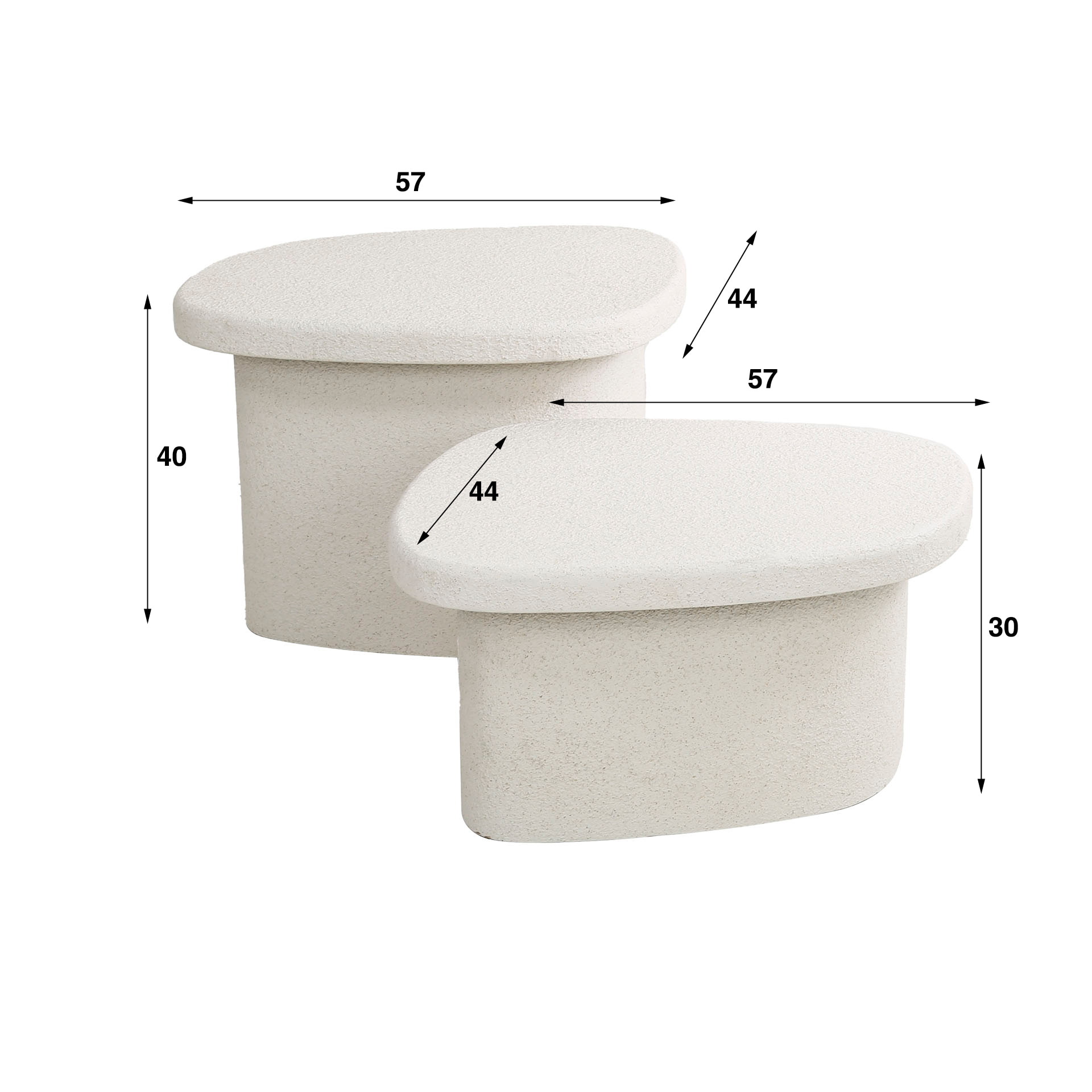 LifestyleFurn Salontafel 'Chari' Organisch, Set van 2 stuks, 57 x 44cm