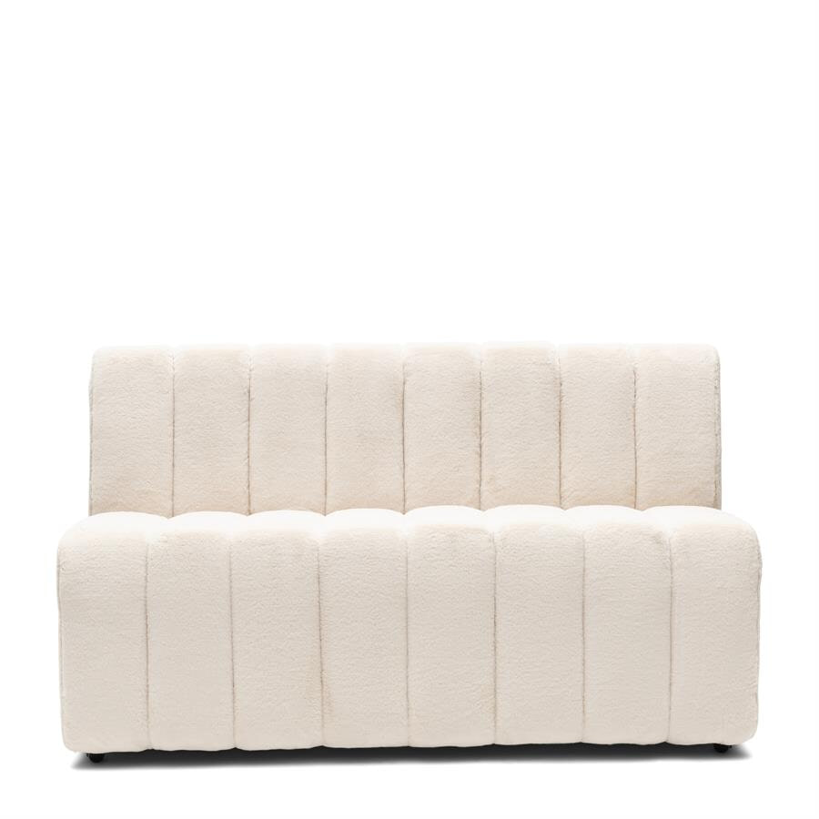 Rivièra Maison Eetkamerbank 'Dazzle' Op wieltjes, 160cm, Faux Fur, kleur Polar Bear