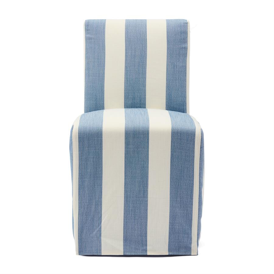 Rivièra Maison Eetkamerstoel Firenze Op wieltjes, Linnen - French Blue Stripe