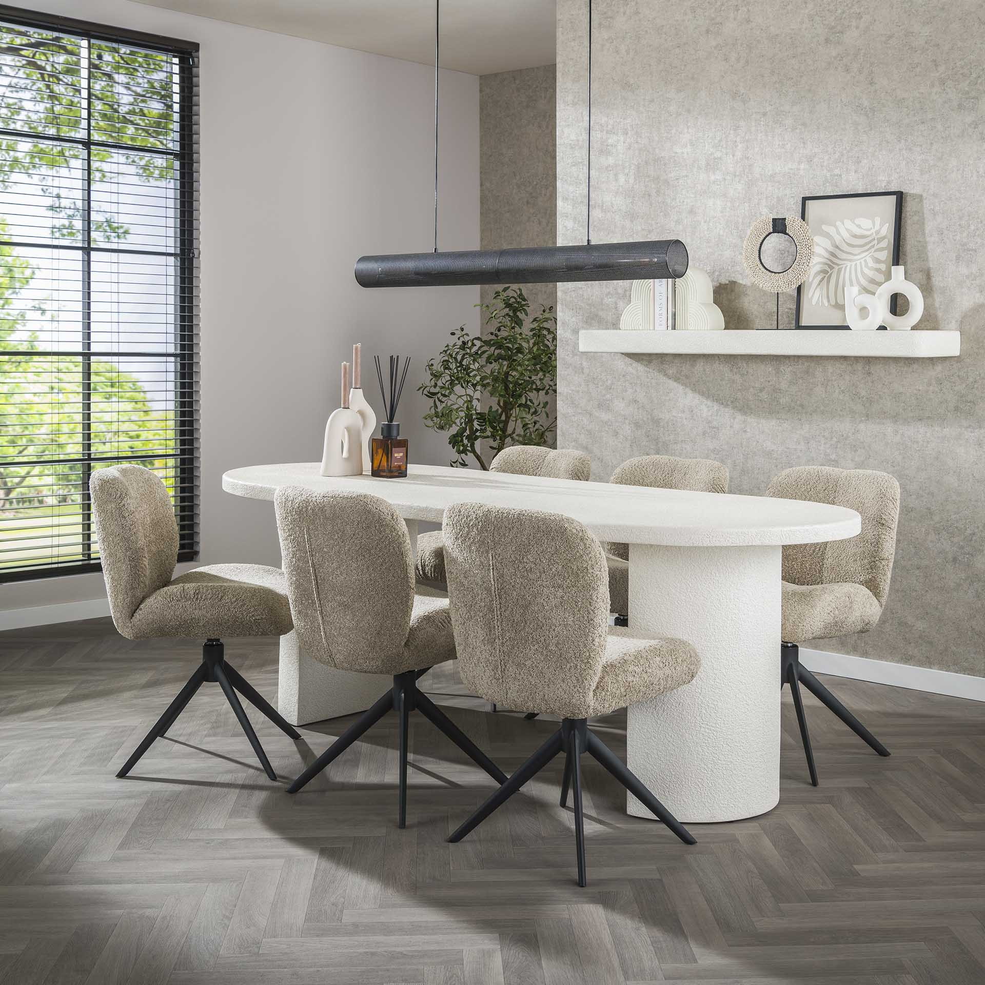 LifestyleFurn Ovale Eettafel 'Macie' Marmercomposiet, 215 x 90cm