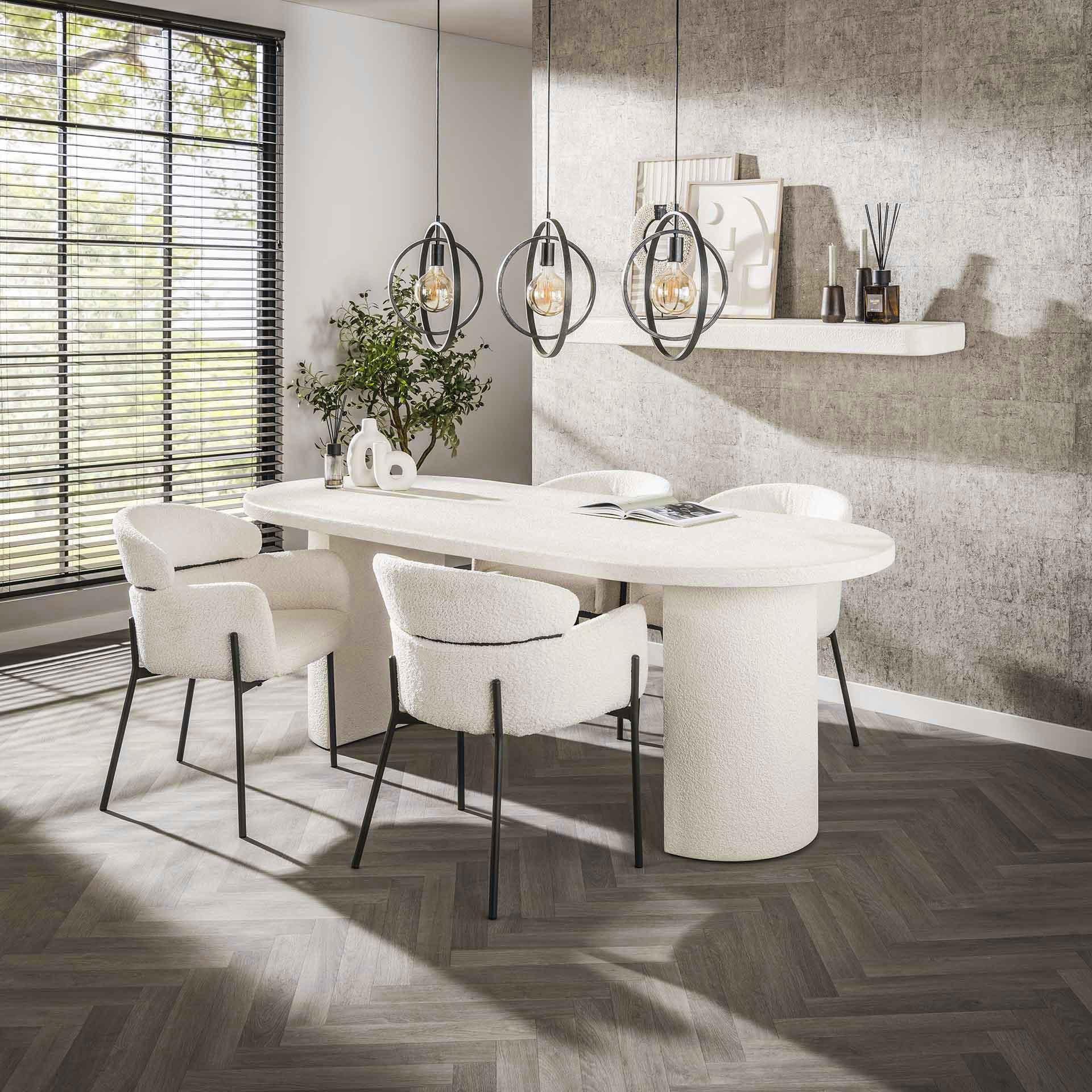 LifestyleFurn Ovale Eettafel 'Macie' Marmercomposiet, 215 x 90cm