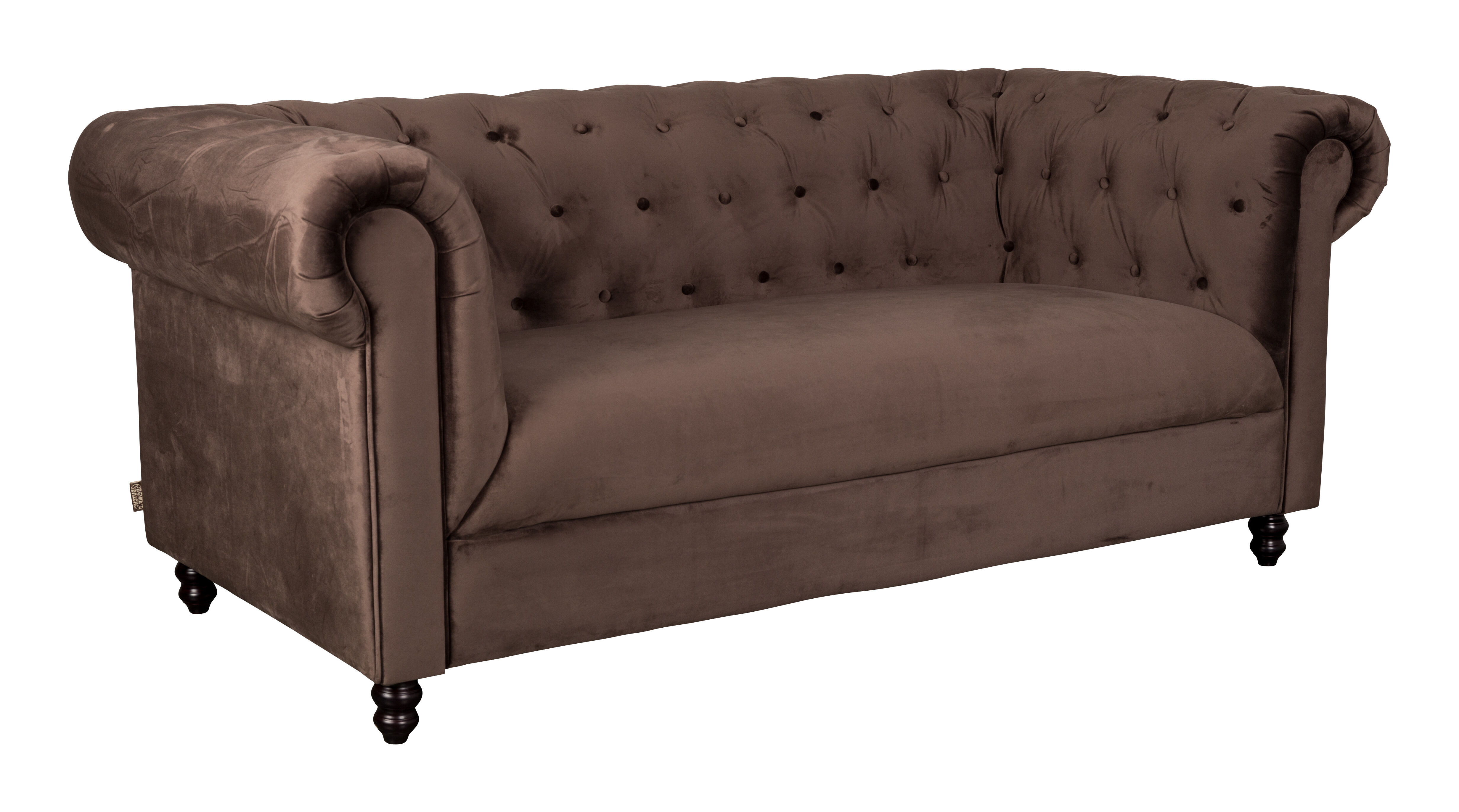 Dutchbone Bank 'Chester' Velvet, kleur Donkerbruin Dutchbone Bank 'Chester' Velvet, kleur Donkerbruin