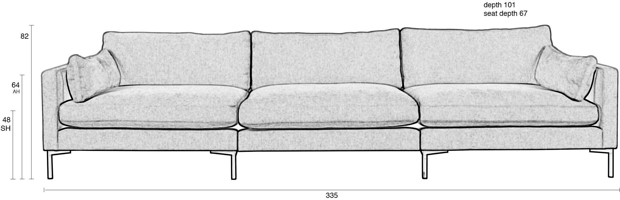 Zuiver 4,5-zits Bank 'Summer' 335cm, kleur Naturel