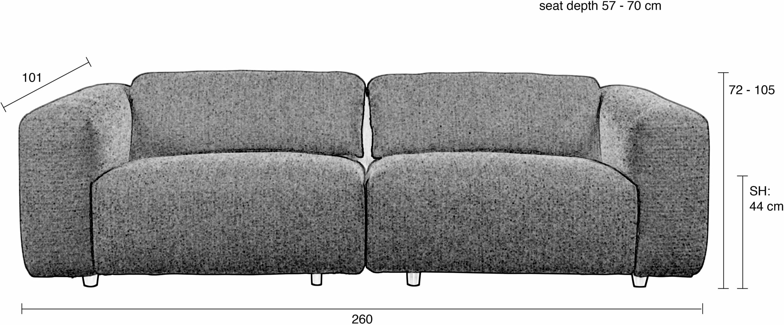 Zuiver 3-zits Bank 'Wings' Bouclé