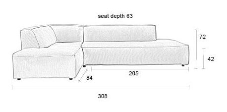 Zuiver Loungebank 'Fat Freddy' Rechts, Rib, kleur Naturel