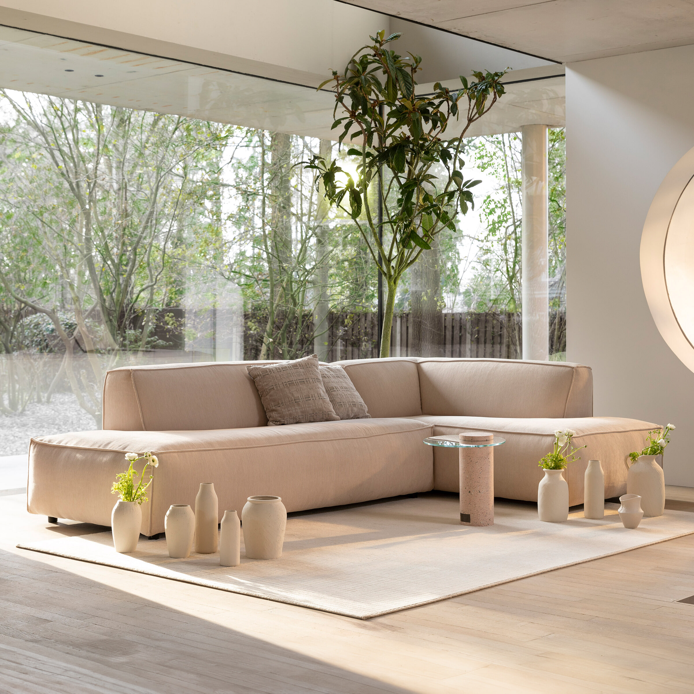Zuiver Loungebank 'Fat Freddy' Rechts, Rib, kleur Naturel