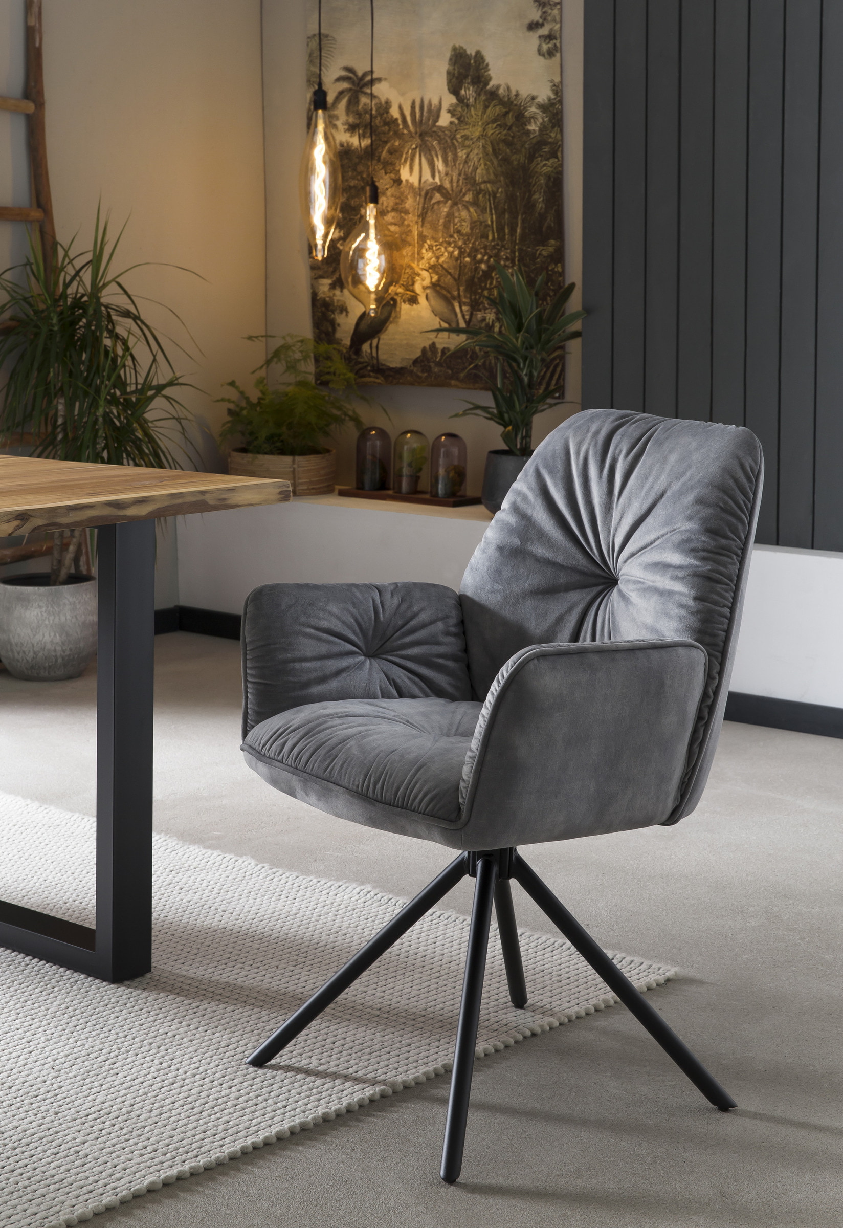 Artistiq Eetkamerstoel 'Gadi' Velvet, kleur grijs