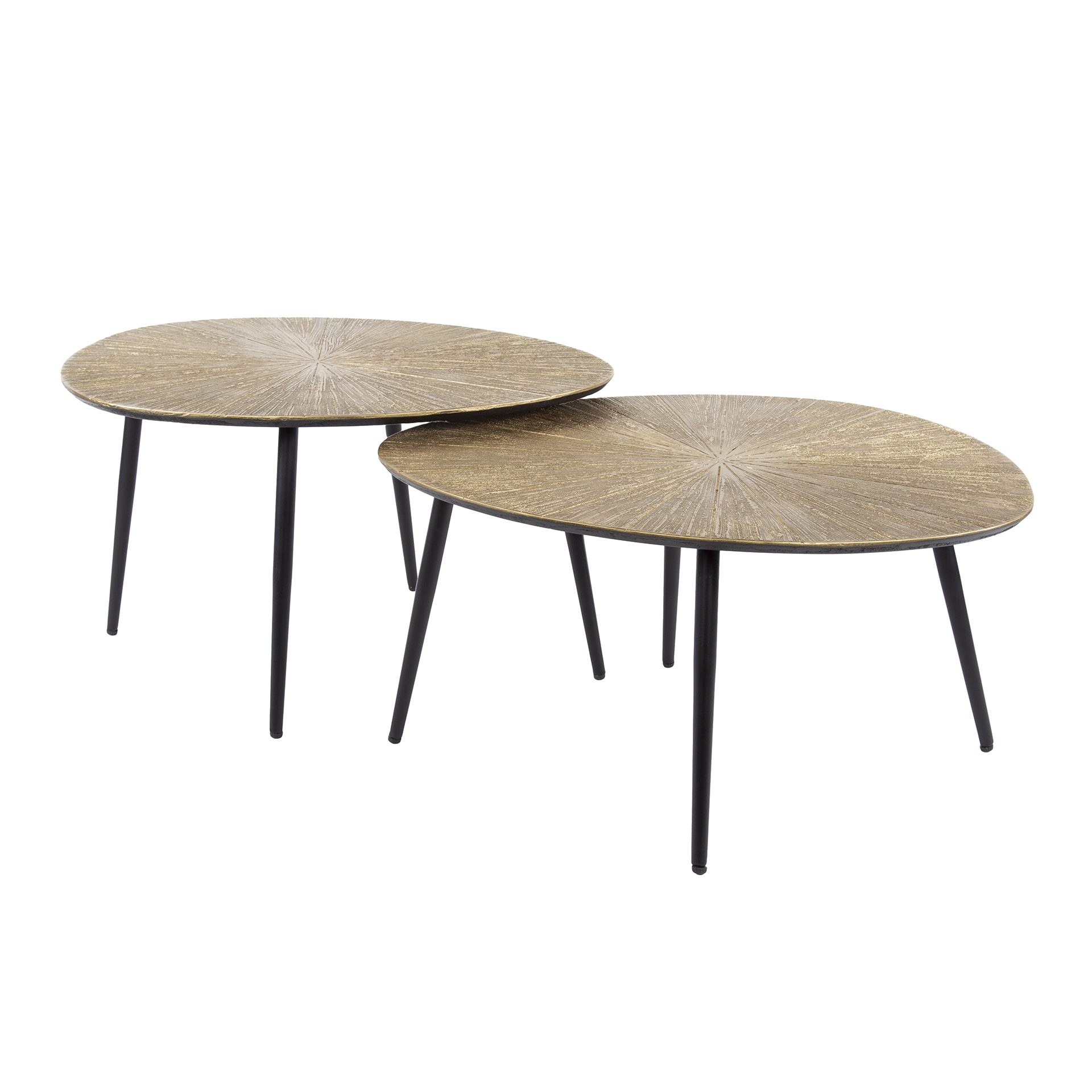 LifestyleFurn Organische Salontafel 'Miya' Ray Metal, Set van 2 stuks