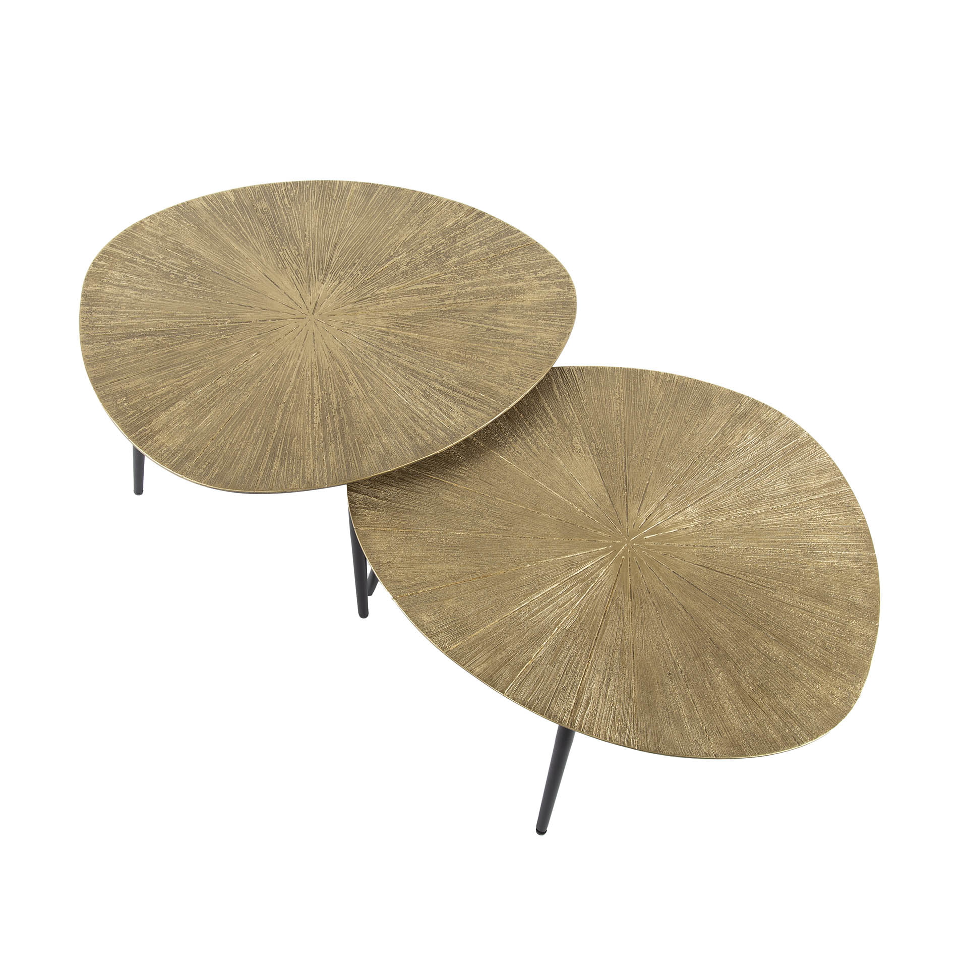LifestyleFurn Organische Salontafel 'Miya' Ray Metal, Set van 2 stuks