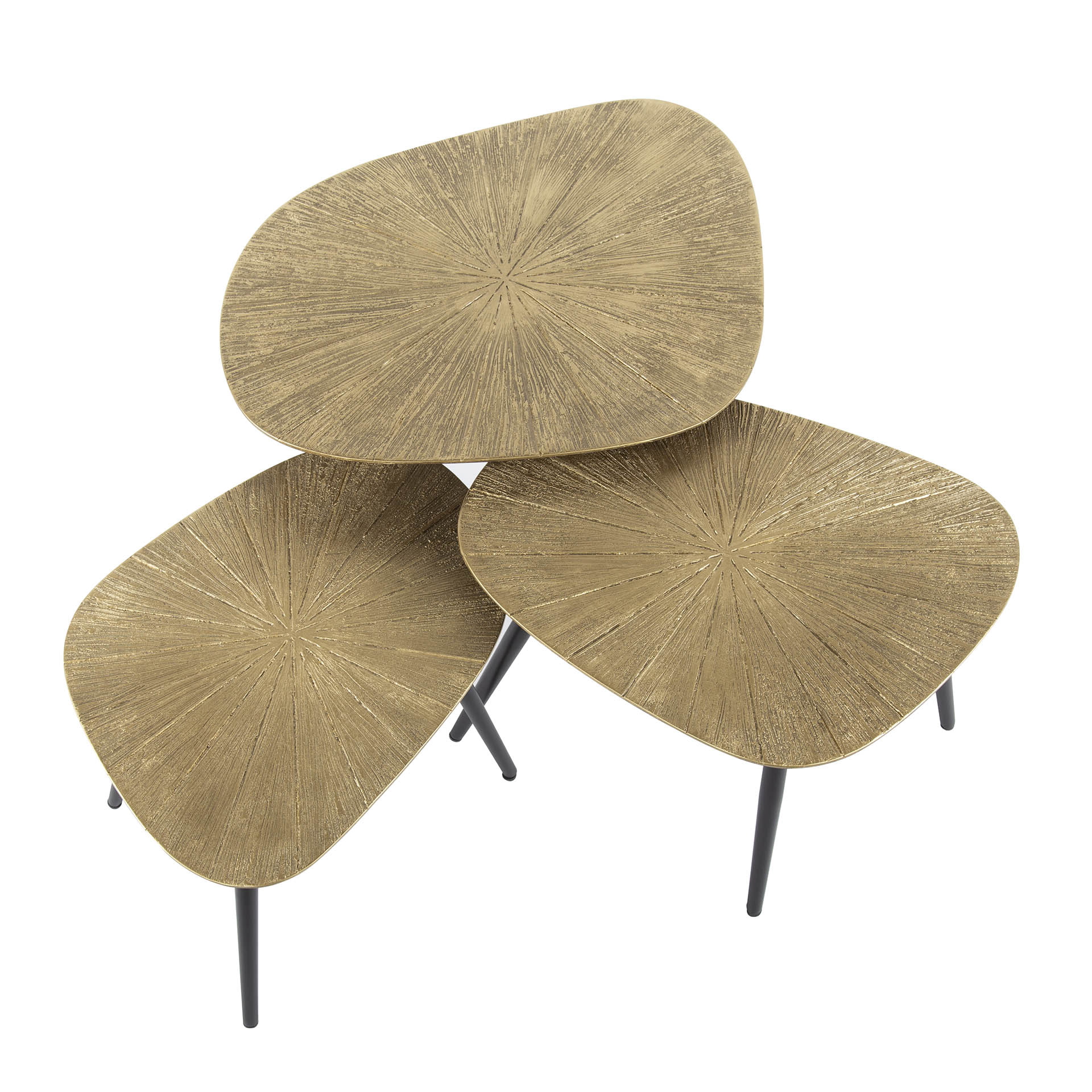LifestyleFurn Organische Salontafel 'Katrell' Ray Metal, Set van 3 stuks