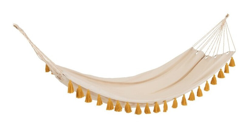J-Line Hangmat 'Amatus' Kwast, kleur Crème / Oker J-Line Hangmat 'Amatus' Kwast, kleur Crème / Oker