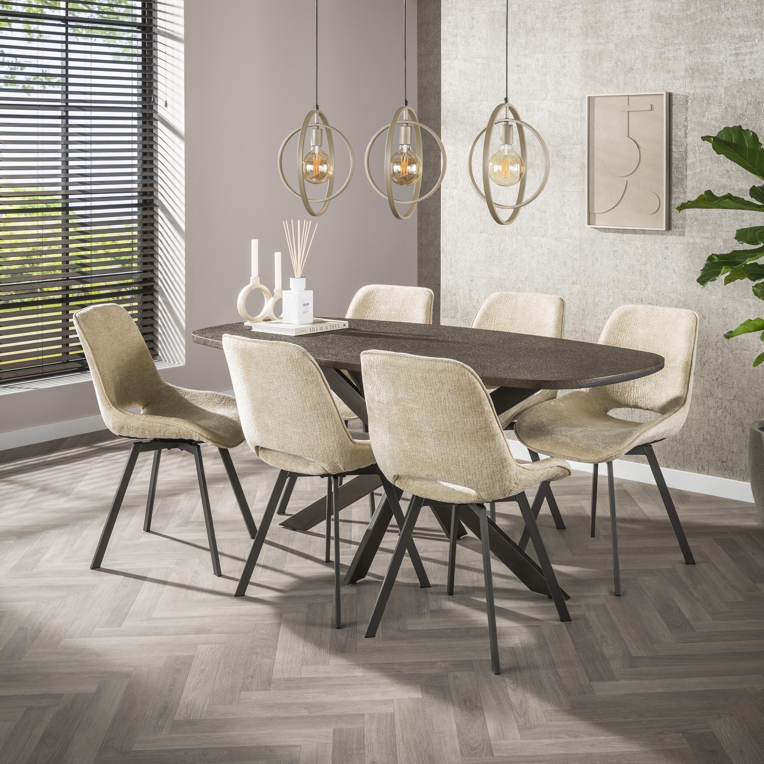 LifestyleFurn Ovale Eettafel Shakira Liquid Metal, 180 x 90cm - Brons