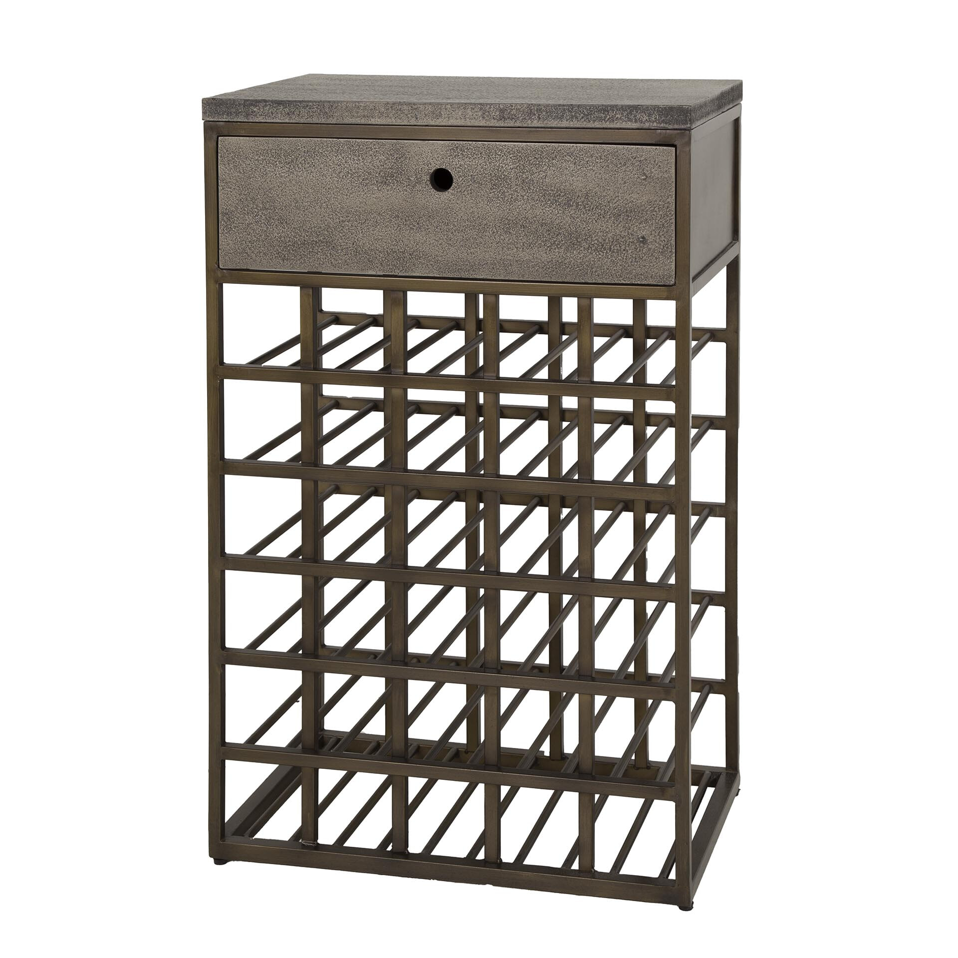 LifestyleFurn Wijnkast 'Dishon' Antiek Brass, Voor 30 flessen