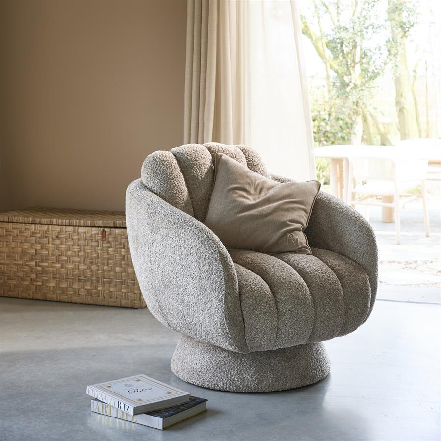 Rivièra Maison Draaifauteuil Scotia Chenille - Sterling Silver - Velvet