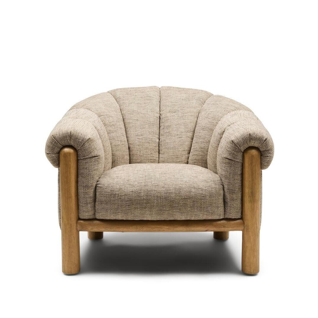 Rivièra Maison Fauteuil Rafal Weave stof en hout - Lichtbruin