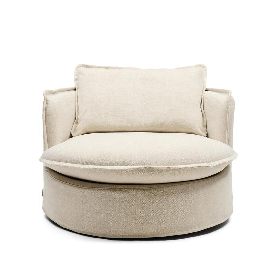 Rivièra Maison Draaifauteuil Alcudia Linnenlook - Naturel - Organisch