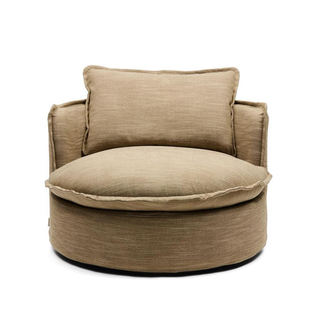 Rivièra Maison Draaifauteuil Alcudia Linnenlook - Brown Taupe