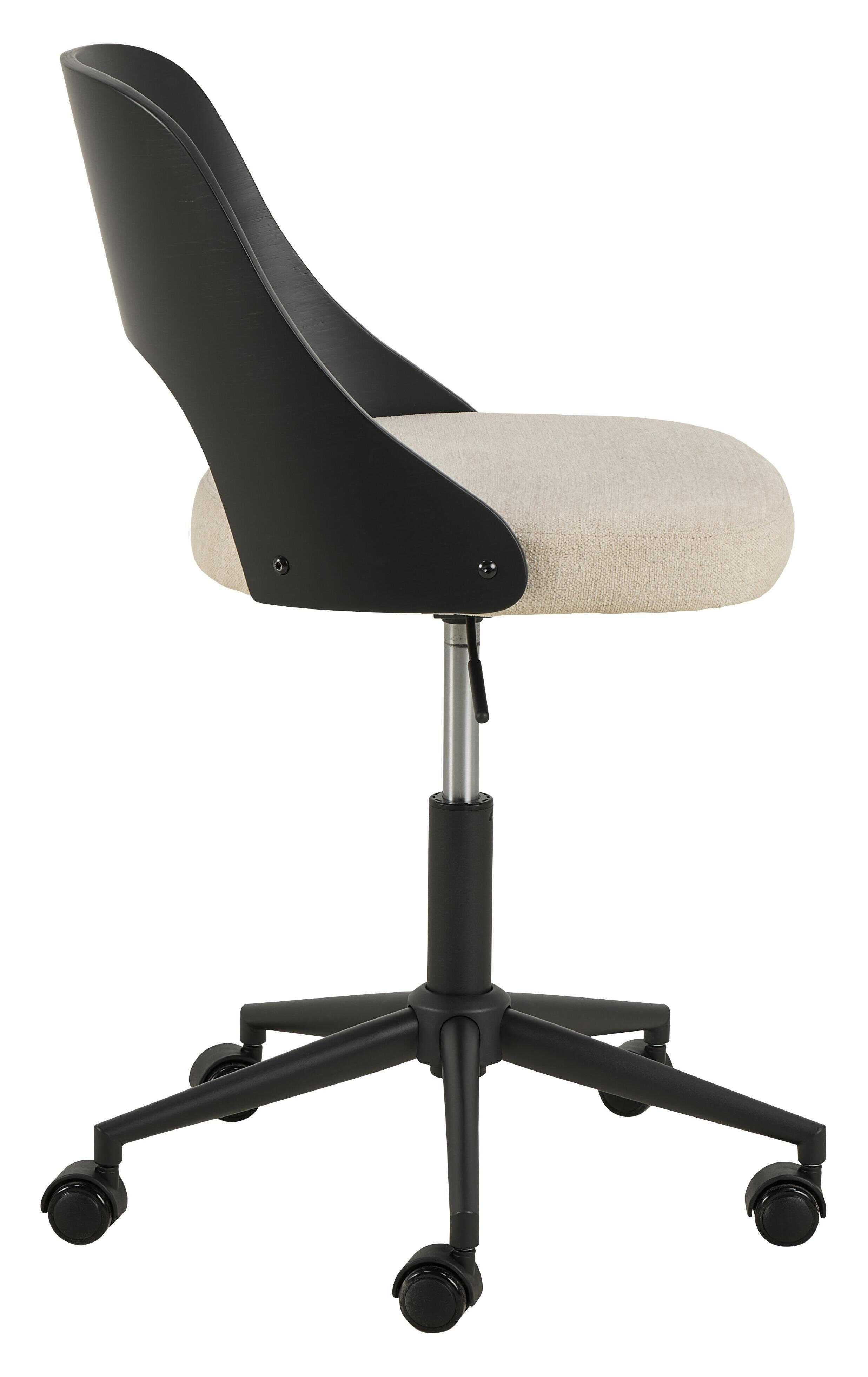 Bendt Bureaustoel 'Vila' Eiken en chenille, kleur Beige/Zwart