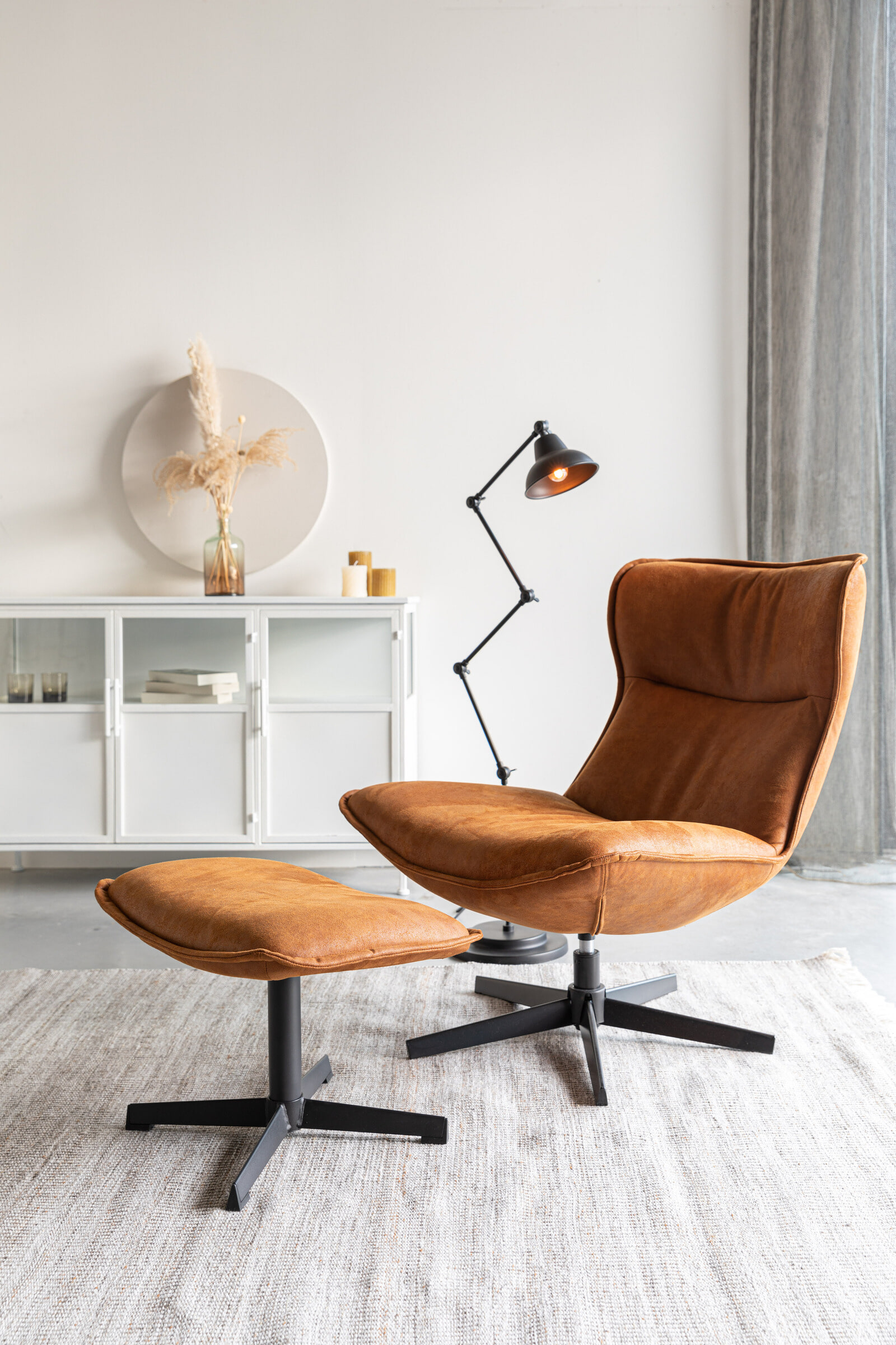 ZILT Hocker 'Belisama' Lederlook, kleur Cognac