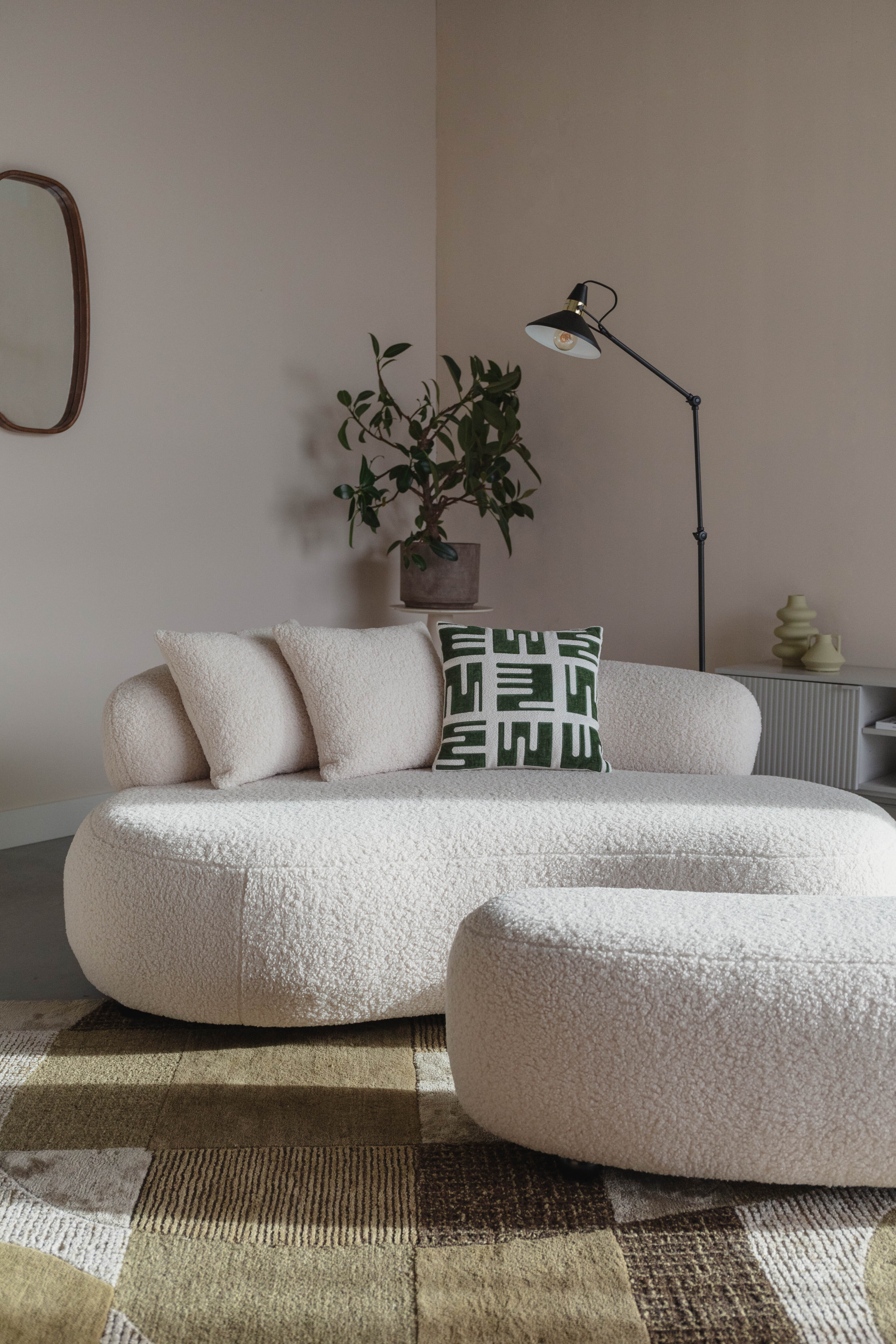 Hocker Stof Wit - Zitdiepte 46cm - 120x46x41cm - Noxx - Giga Meubel