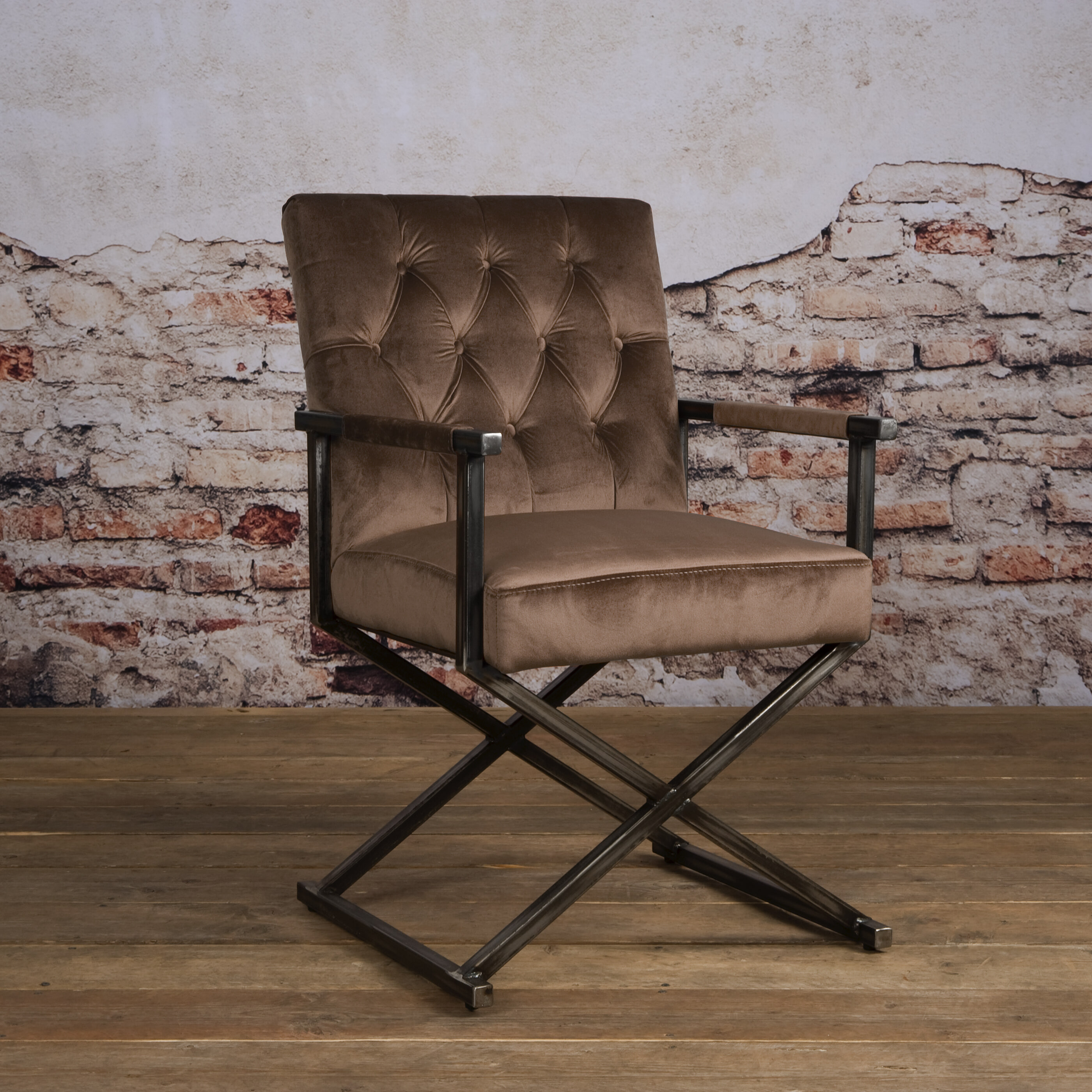 Tower Living Eetkamerstoel 'Oldham' Velvet, kleur taupe Tower Living Eetkamerstoel 'Oldham' Velvet, kleur taupe