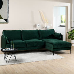 BASE 3-zits Loungebank 'Kimarni' Velvet, kleur Groen