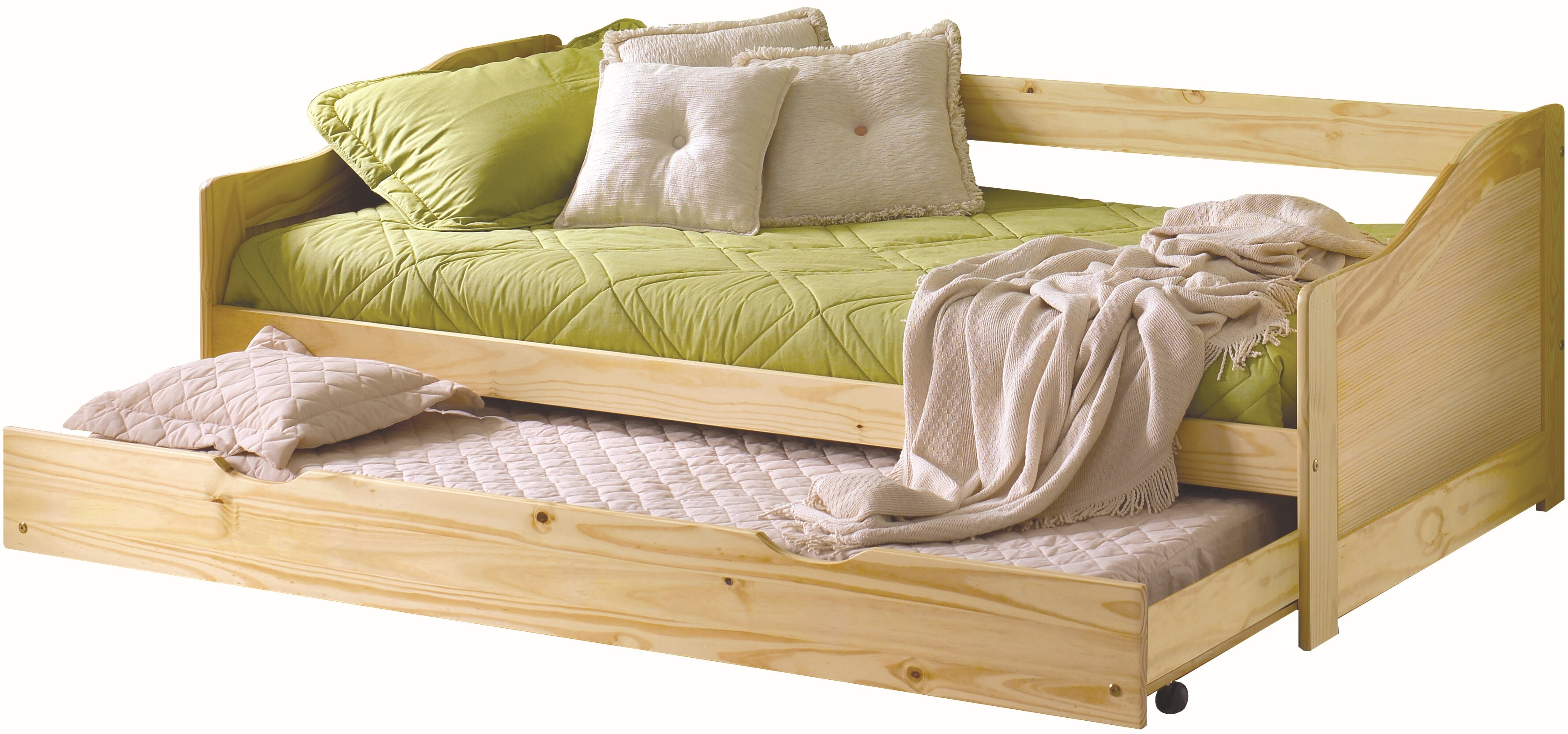 Artistiq Uitschuifbed 'Katelan' Grenenhout, 90 x 200cm