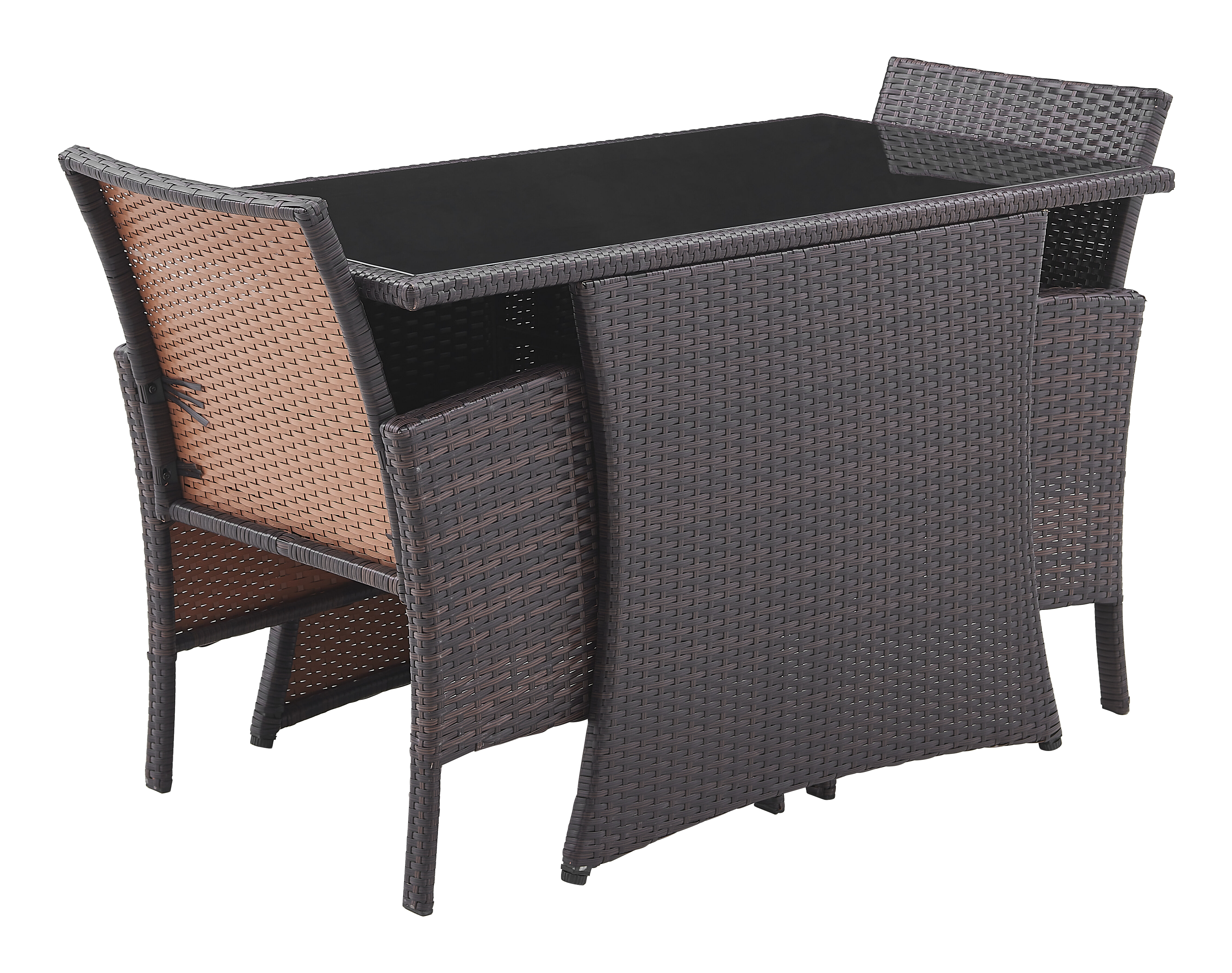 Artistiq Loungeset 'Tarah' Tafel + 2 stoelen, kleur bruin