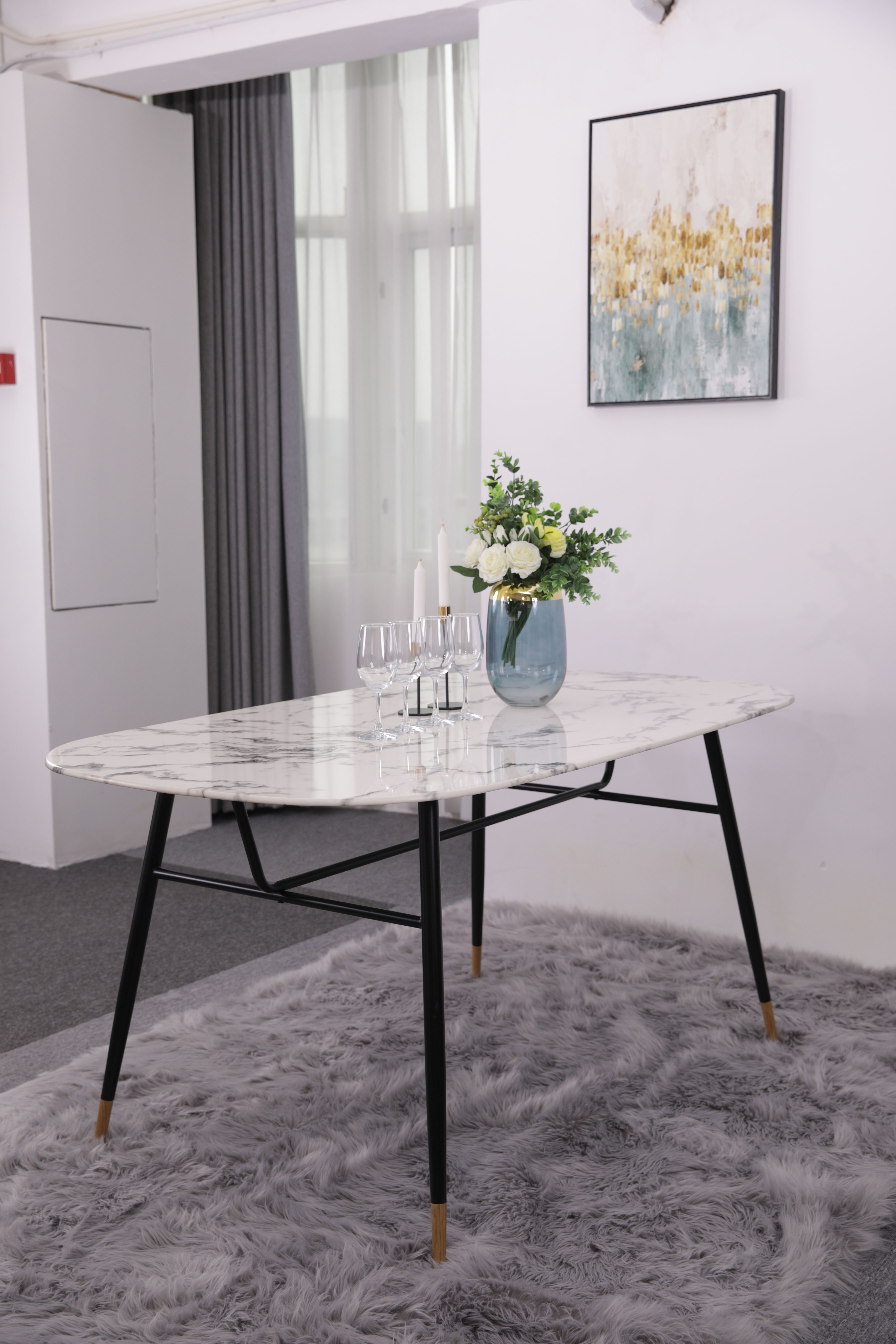 Artistiq Eettafel 'Steffani' Deens Ovaal, Marmerlook, 160 x 90cm