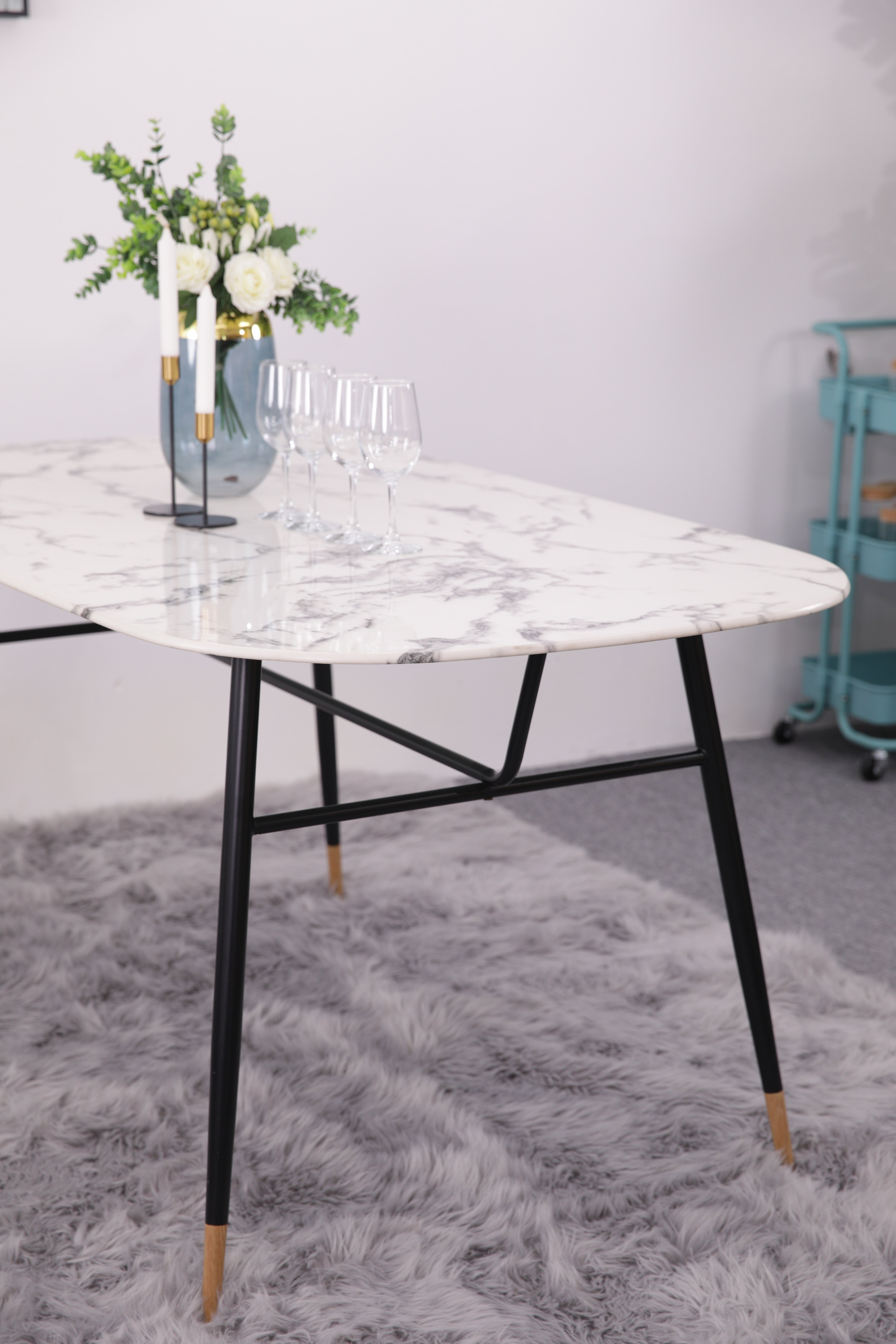 Artistiq Eettafel 'Steffani' Deens Ovaal, Marmerlook, 160 x 90cm