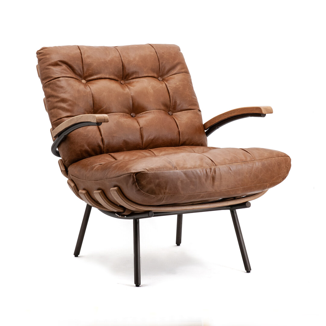 Sohome Leren Fauteuil 'Rooney' kleur cognac Sohome Leren Fauteuil 'Rooney' kleur cognac