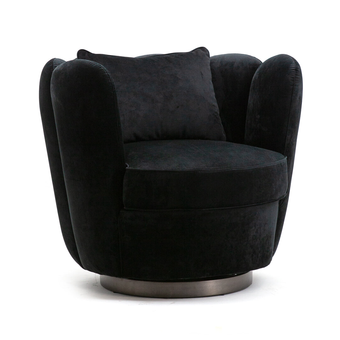 Eleonora Draaifauteuil 'Maria' Velvet, kleur zwart Eleonora Draaifauteuil 'Maria' Velvet, kleur zwart