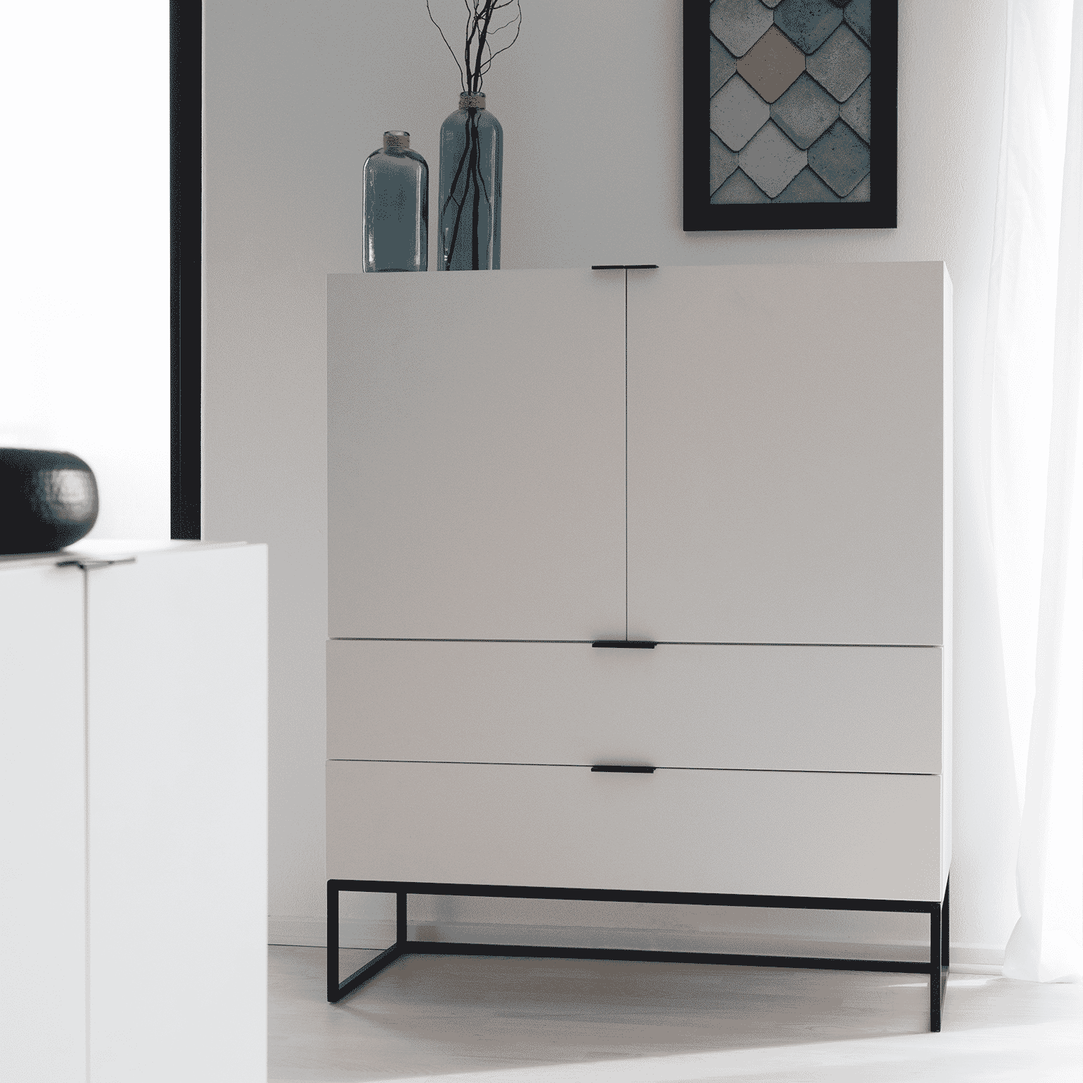 Interstil Opbergkast 'Kobe' 120 x 100cm, kleur wit