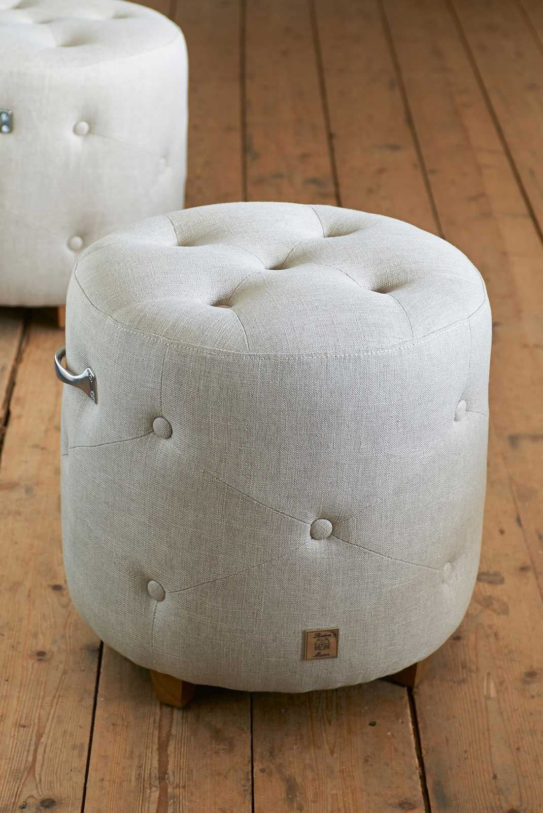 Rivièra Maison Poef 'Bowery' Linen, kleur Flax