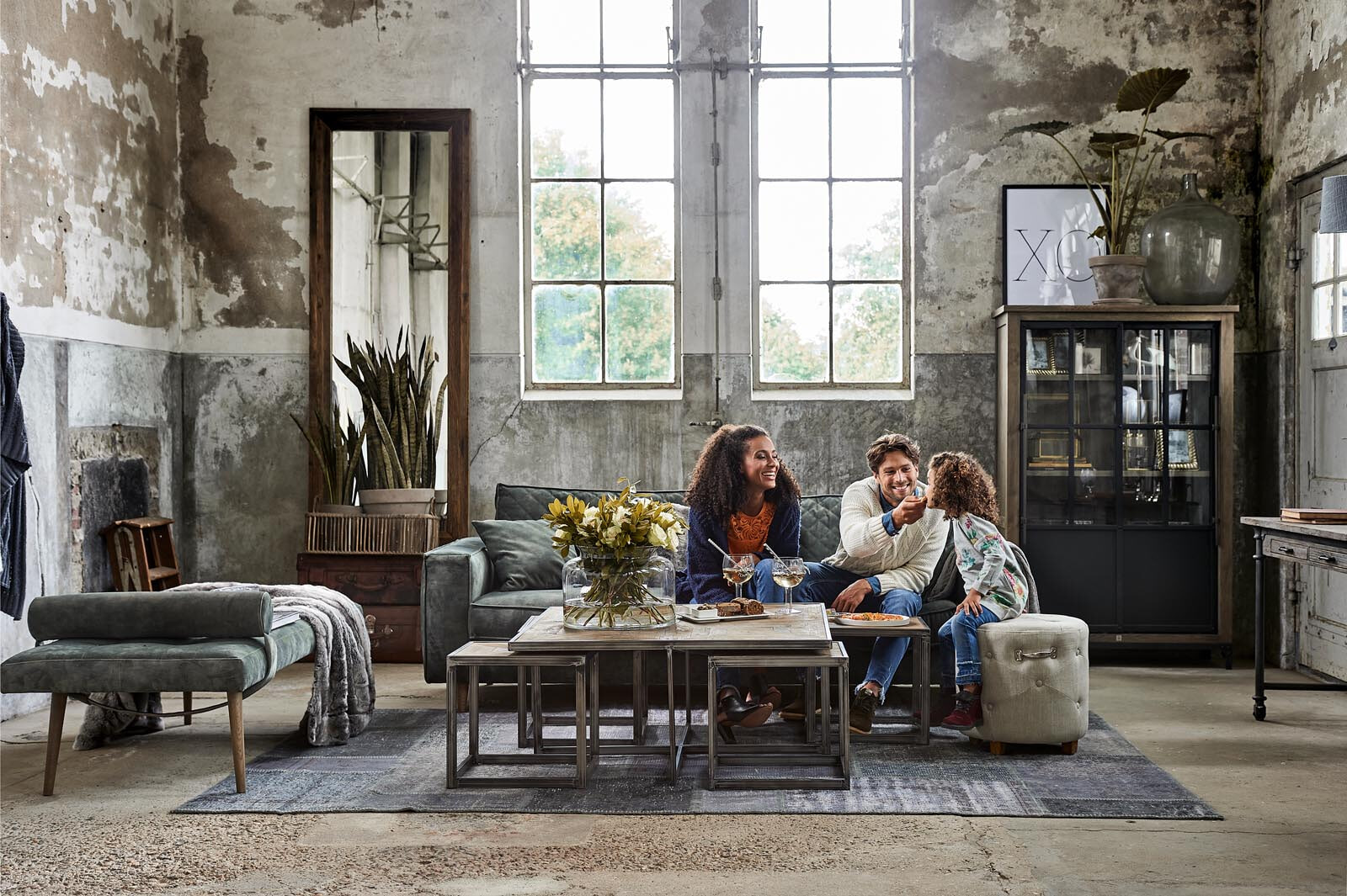 Rivièra Maison Poef 'Bowery' Linen, kleur Flax