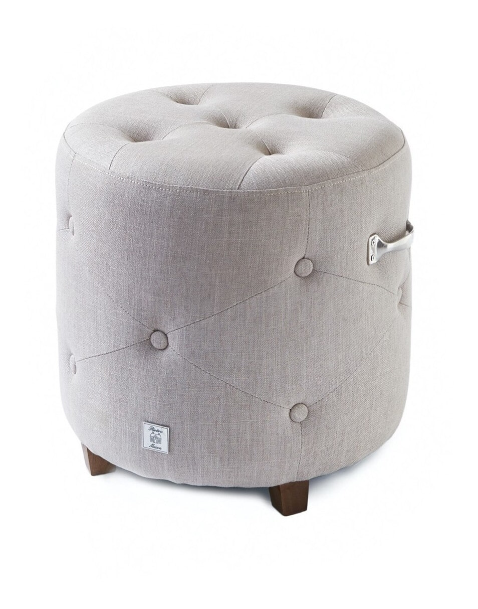 Rivièra Maison Poef Bowery Linen - Flax - Rond
