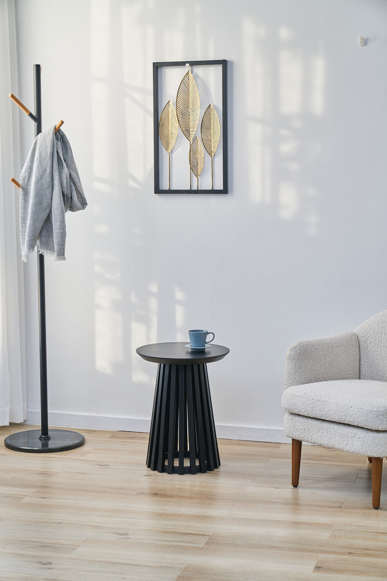 Artistiq Bijzettafel 'Nikkie' Hevea hout, 40cm, kleur Zwart