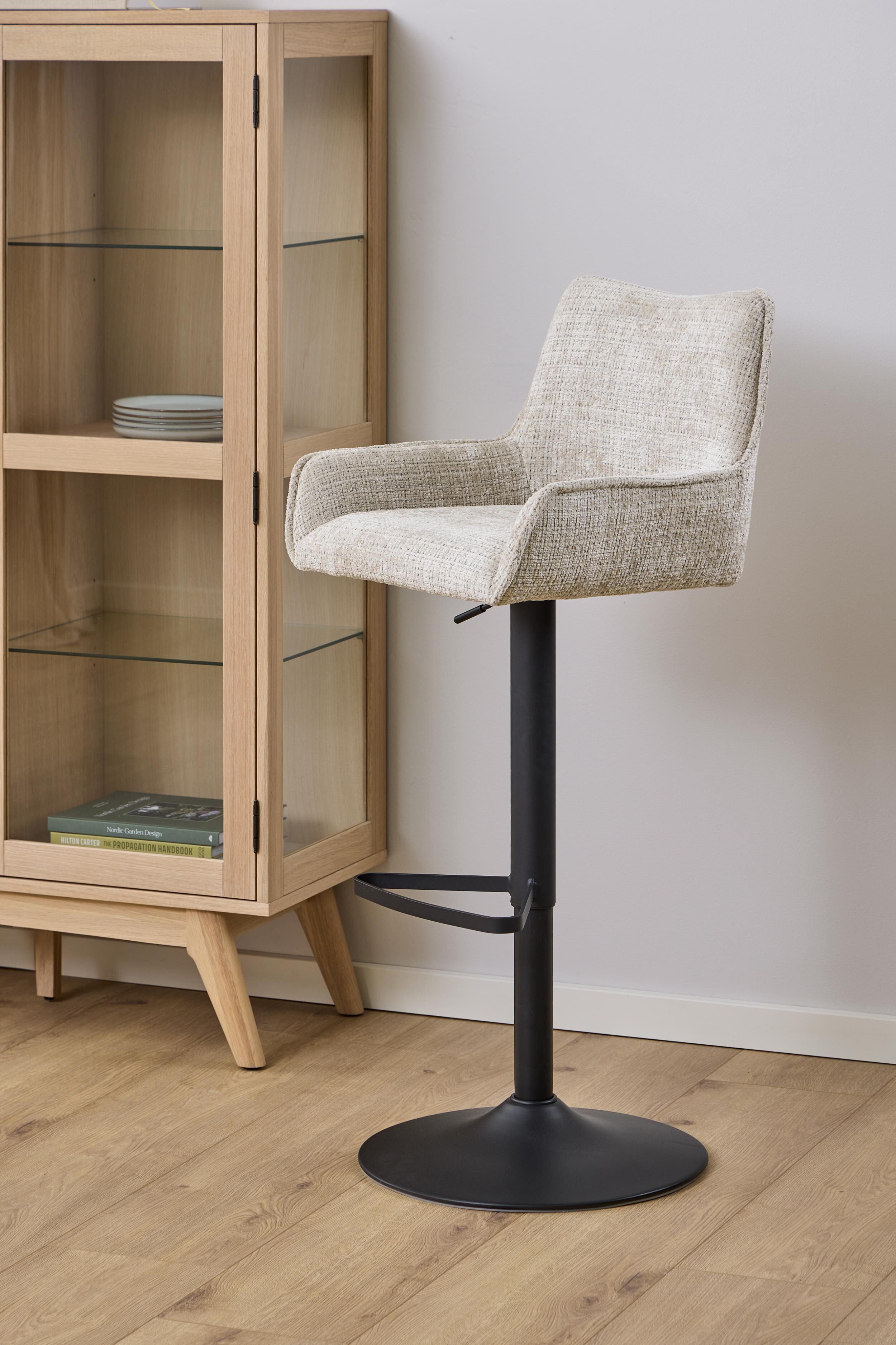 Bendt Draaibare Barkruk 'Erika' Chenille, kleur Beige (zithoogte 64-85cm)