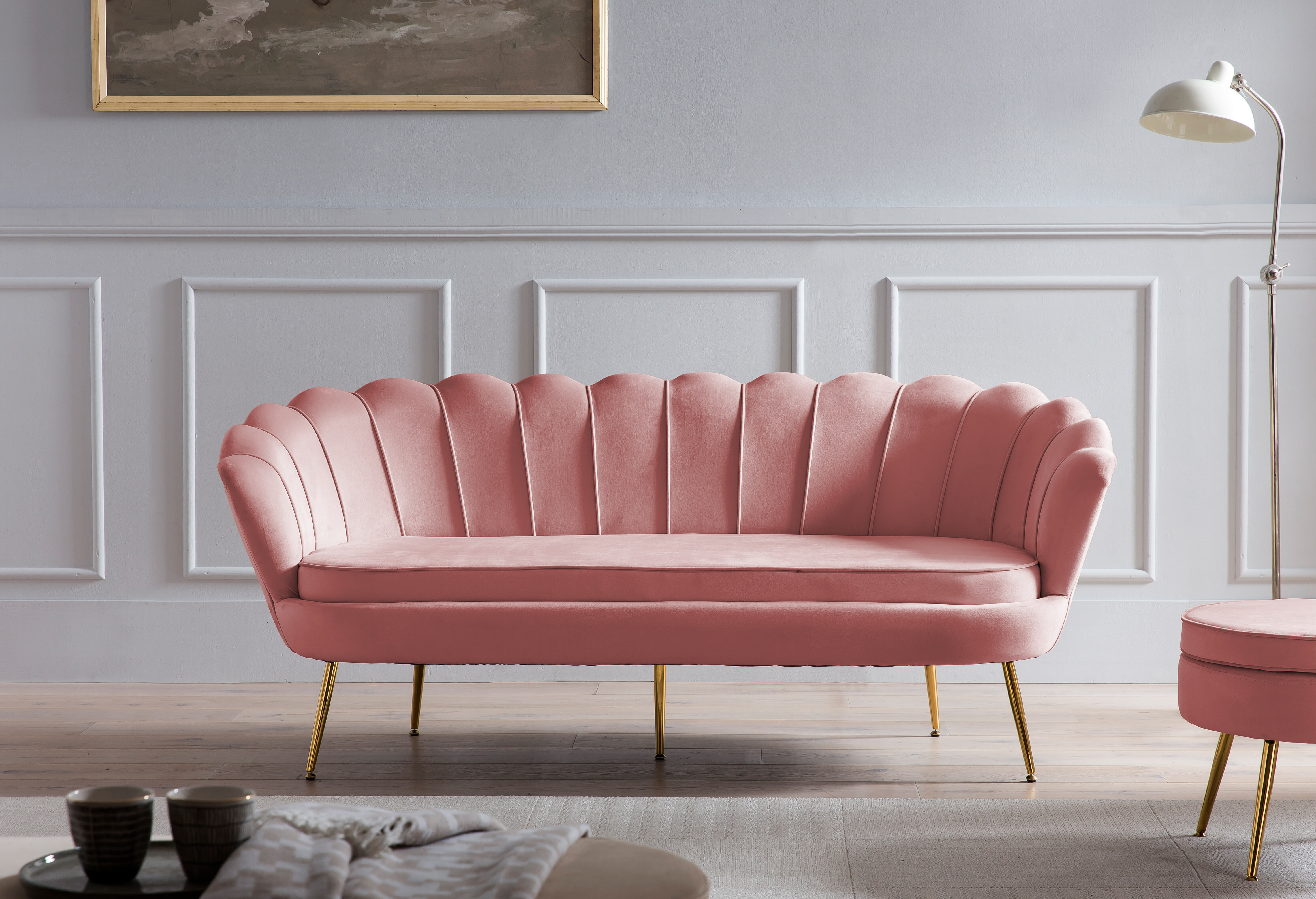 Artistiq Poef 'Andres' Velvet, kleur roze