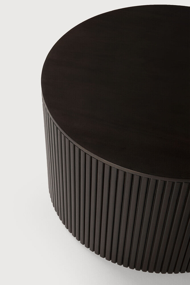 Ethnicraft Ronde Bijzettafel 'Roller Max' Gevernist Mahoniehout, 40cm, kleur Donkerbruin